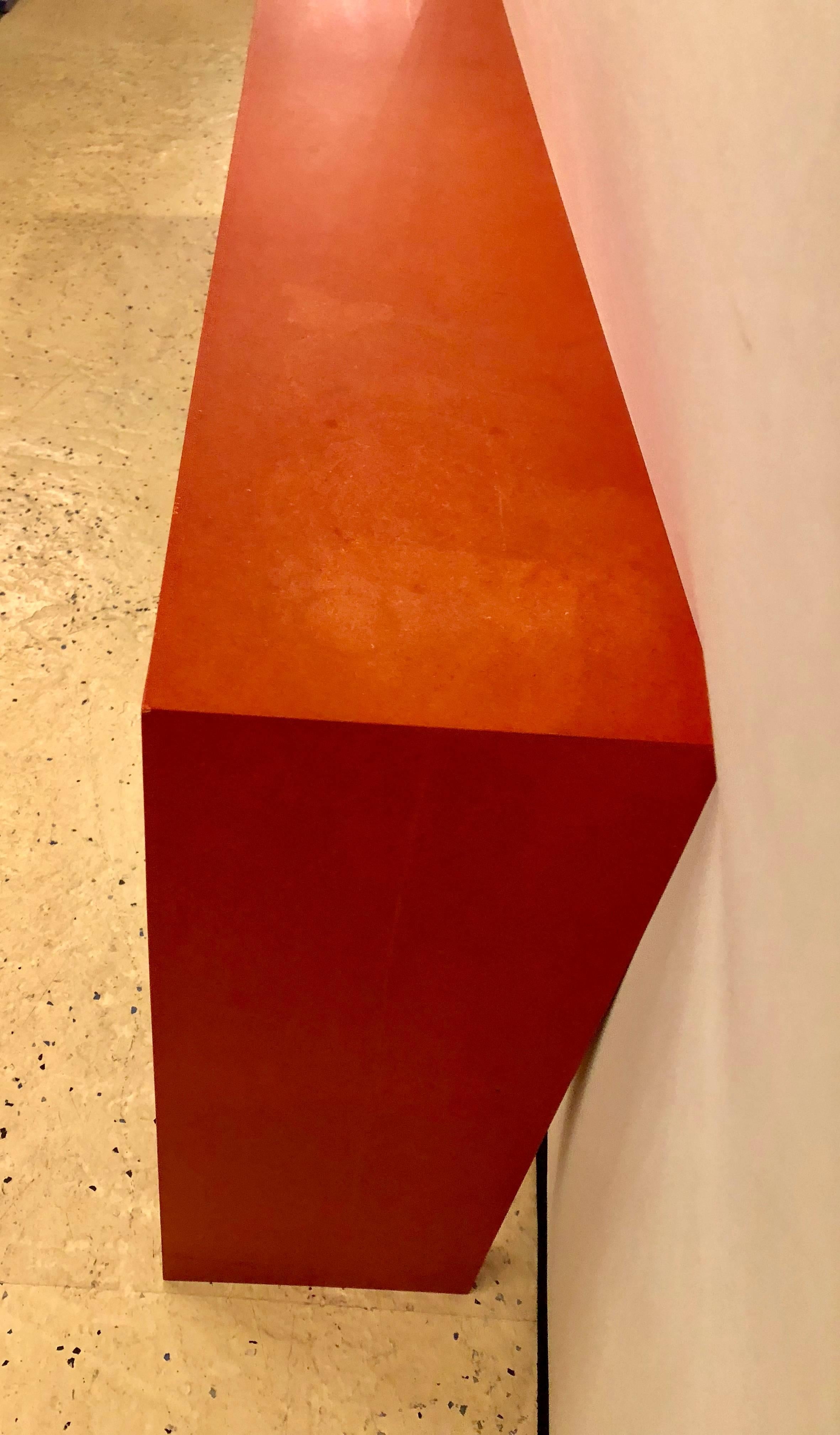Faux Paint Decorated Pier Console or Wooden Bench in Dark Orange Paint In Good Condition In Stamford, CT