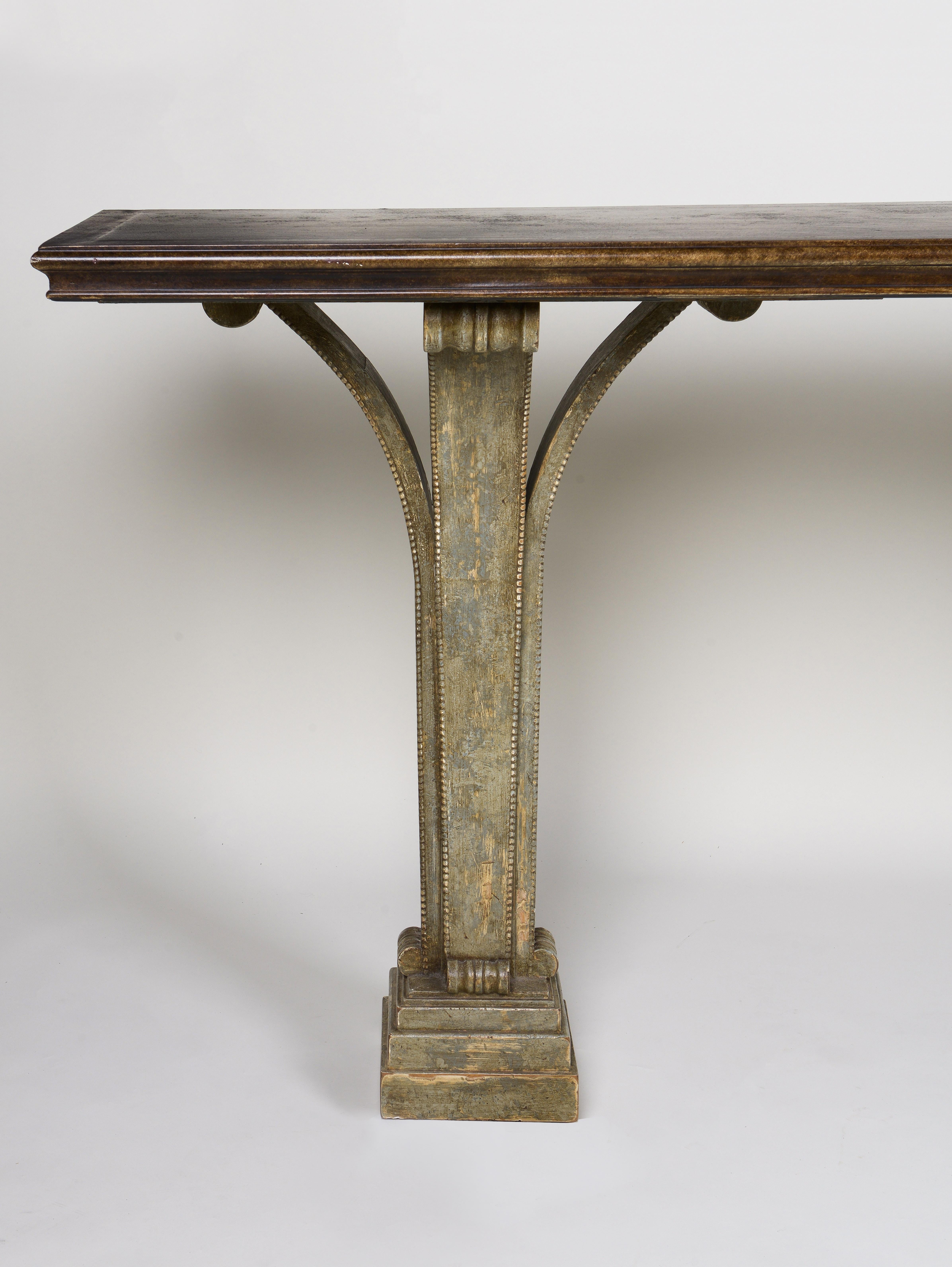 Faux Painted and Antiqued Console Table In Good Condition For Sale In New York, NY