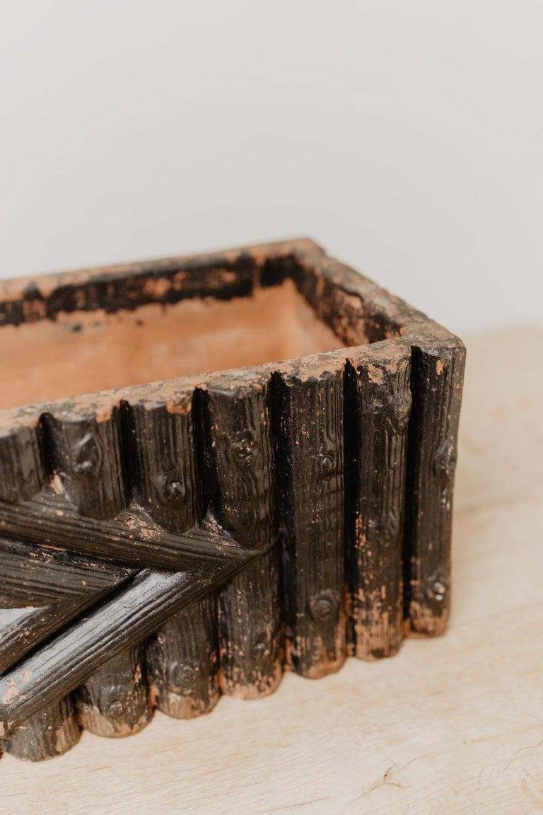 Faux Timber Painted Terra Cotta Planter, England, Late 19th Century For Sale at 1stDibs