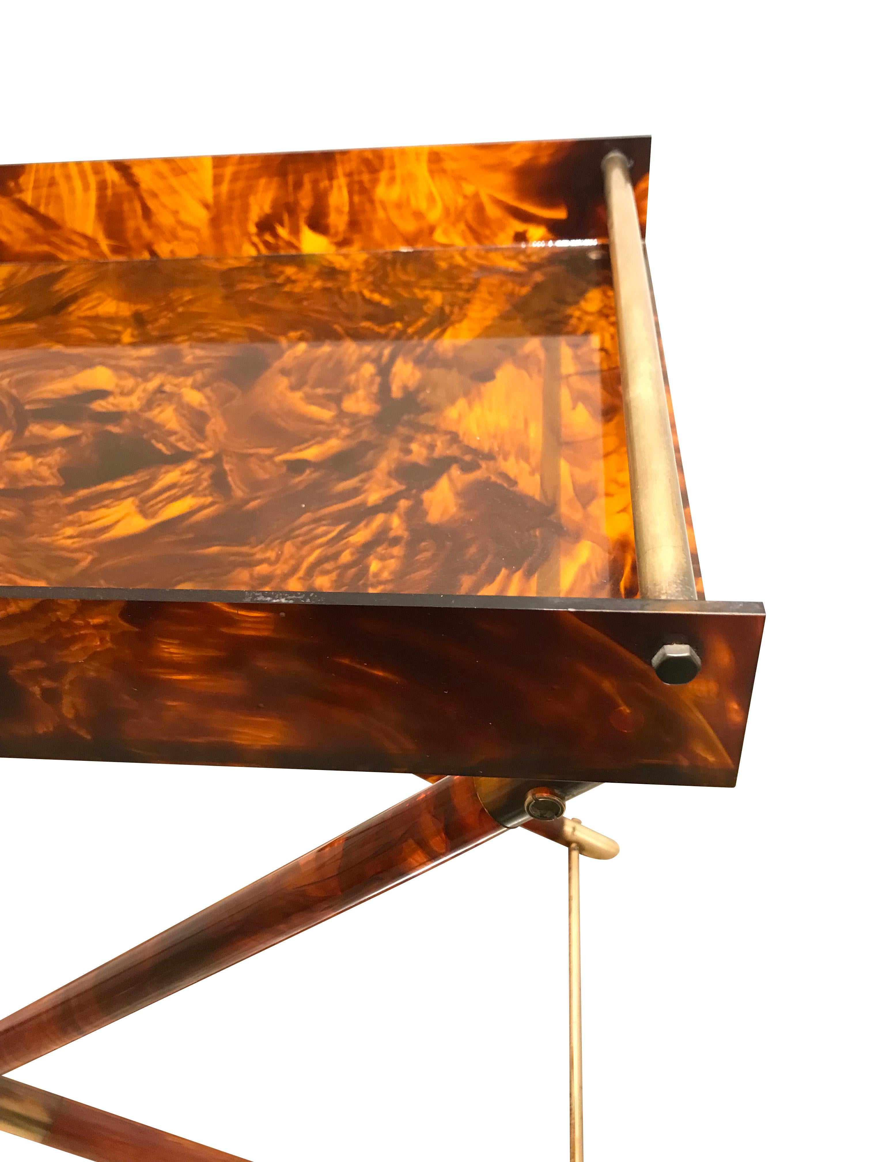 Faux Tortoiseshell Side Table with Brass Detailing 2