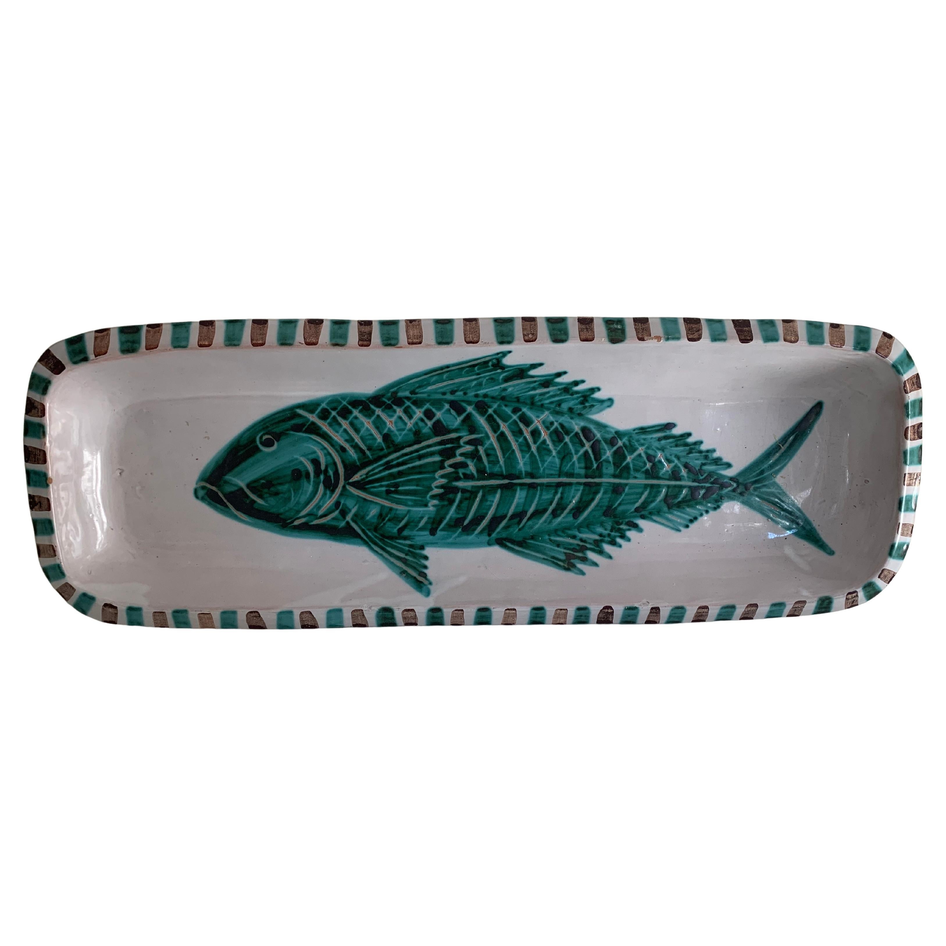 A. Fazio Hand-Painted Fish Platter, Vallauris, France, 1950s