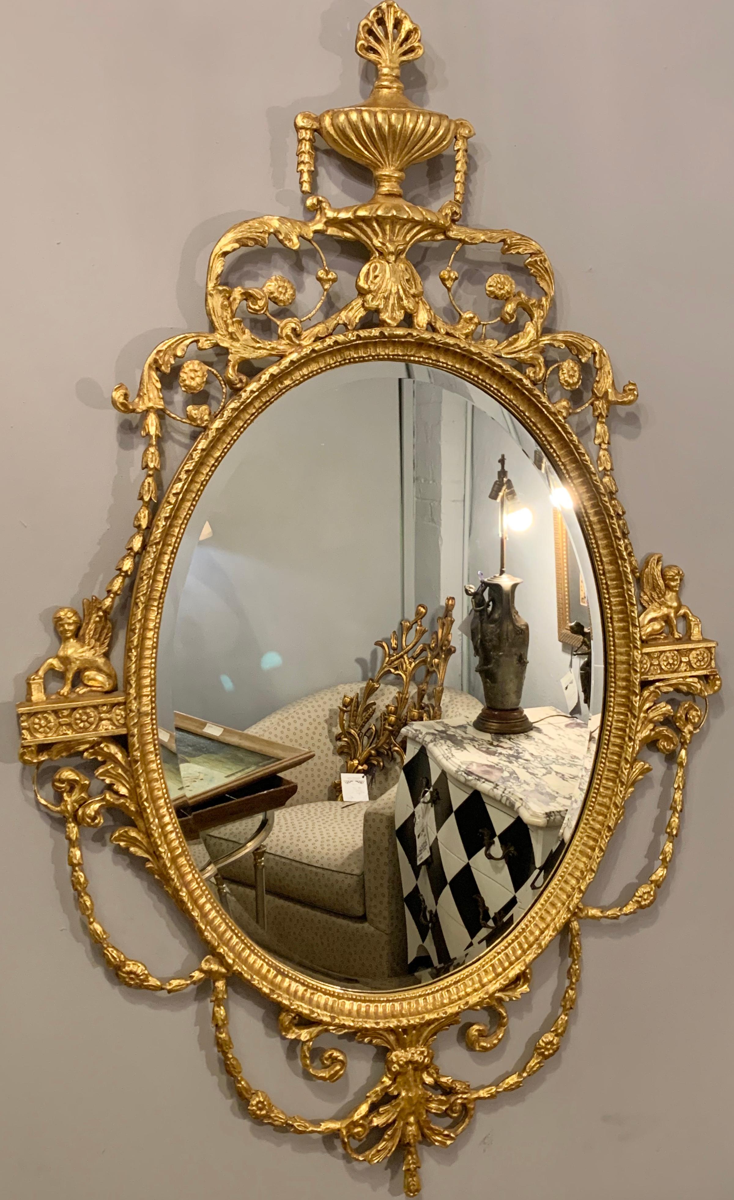 Federal Style Friedman Bros Gilt Wooden Wall or Console Mirror 5
