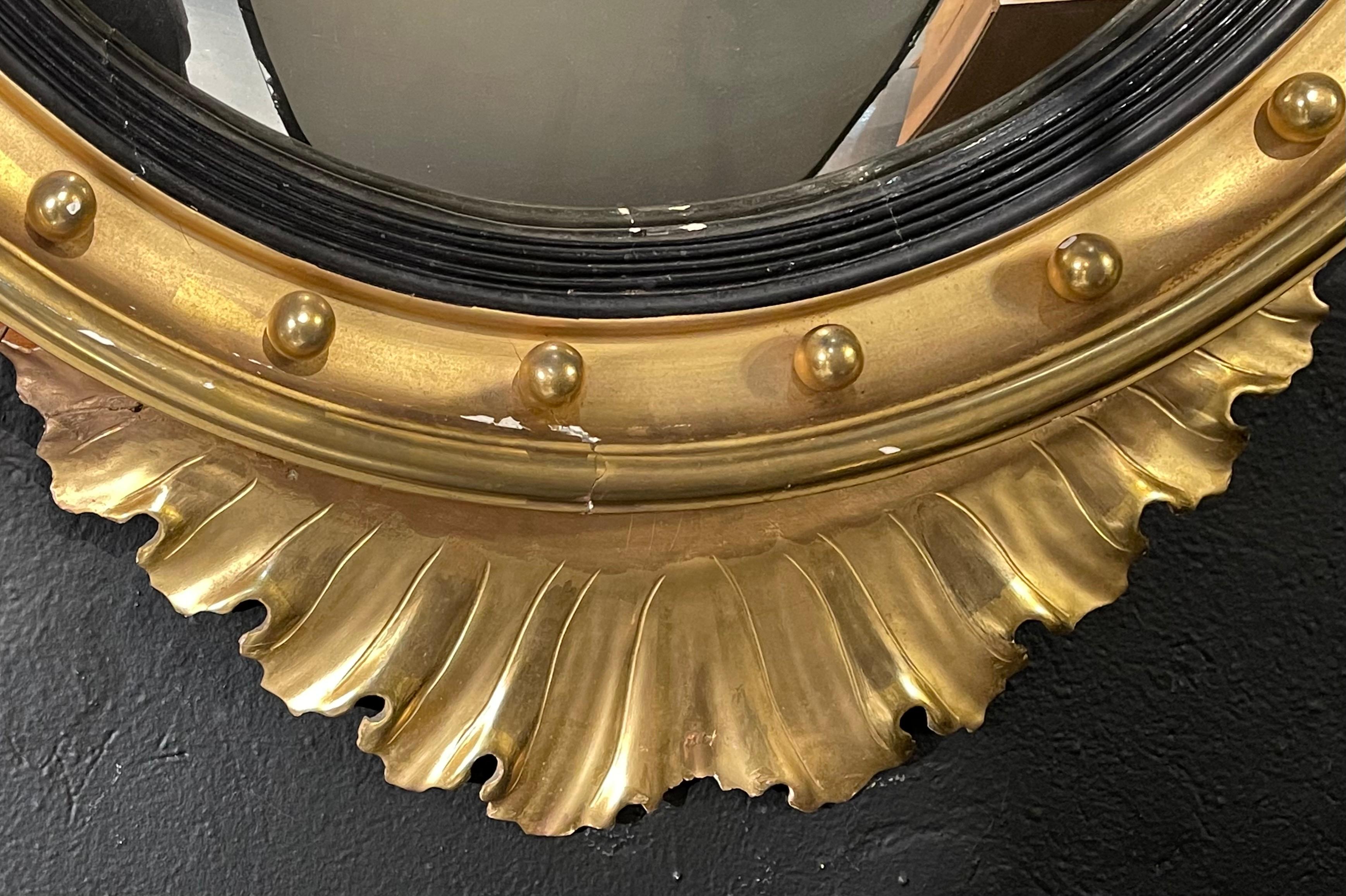 Federal Style Gilt Gold Convex Mirror, Wall, Console or Pier Mirror 2