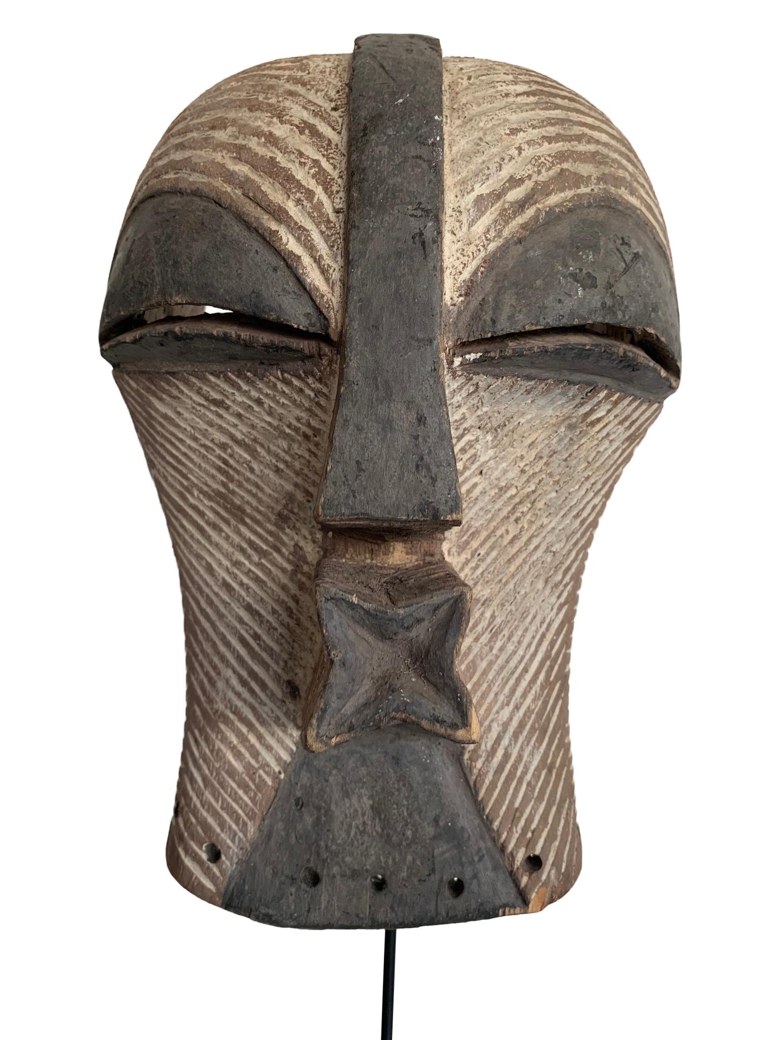Congolese Female Songye Kifwebe Hand Carved Ceremonial Mask
