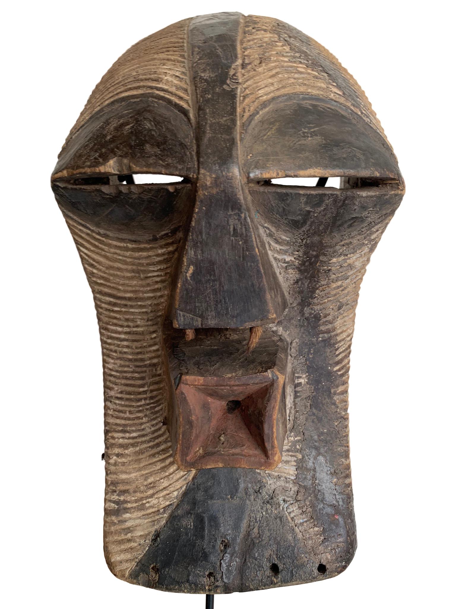 20th Century Female Songye Kifwebe Hand Carved Ceremonial Mask