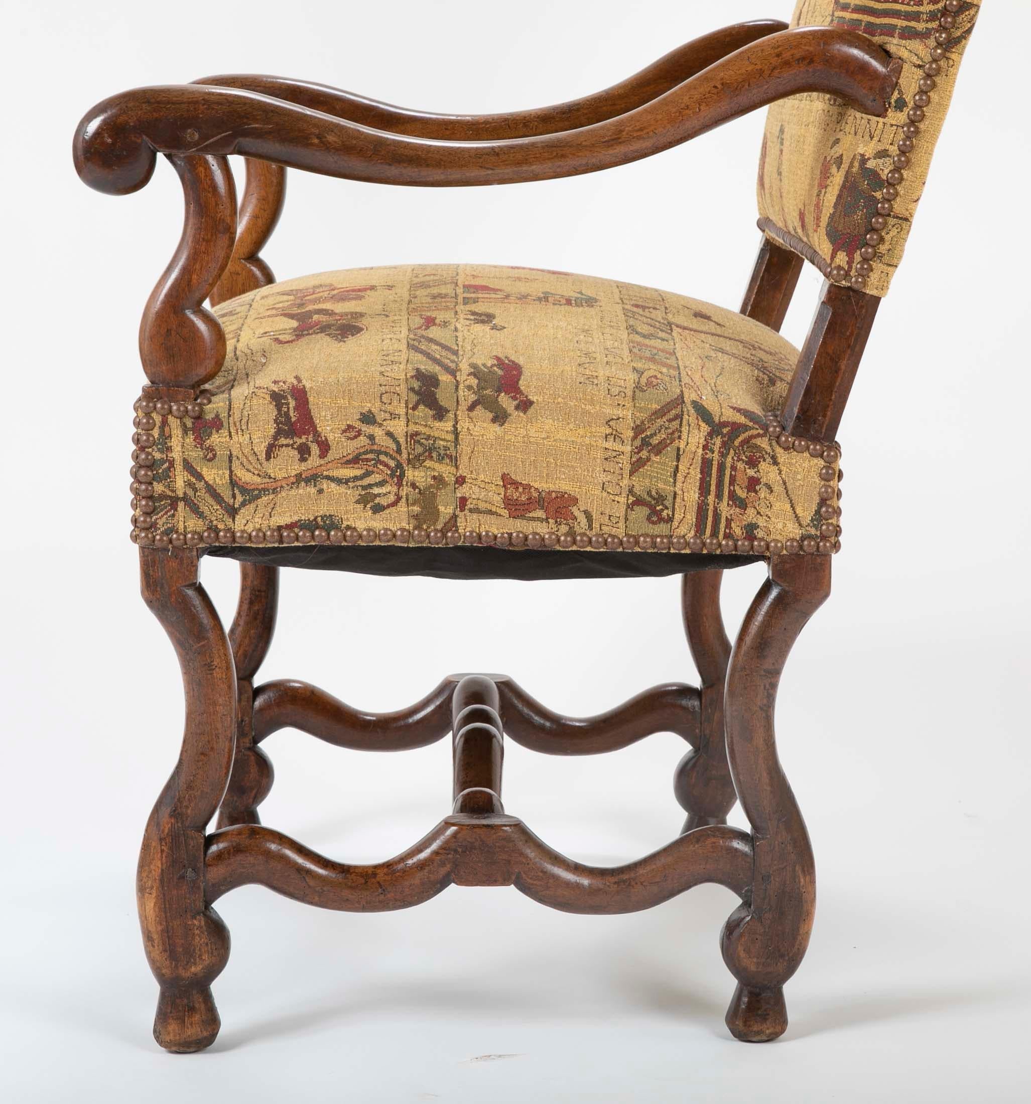 French Louis XIII Style Walnut Armchair For Sale 6