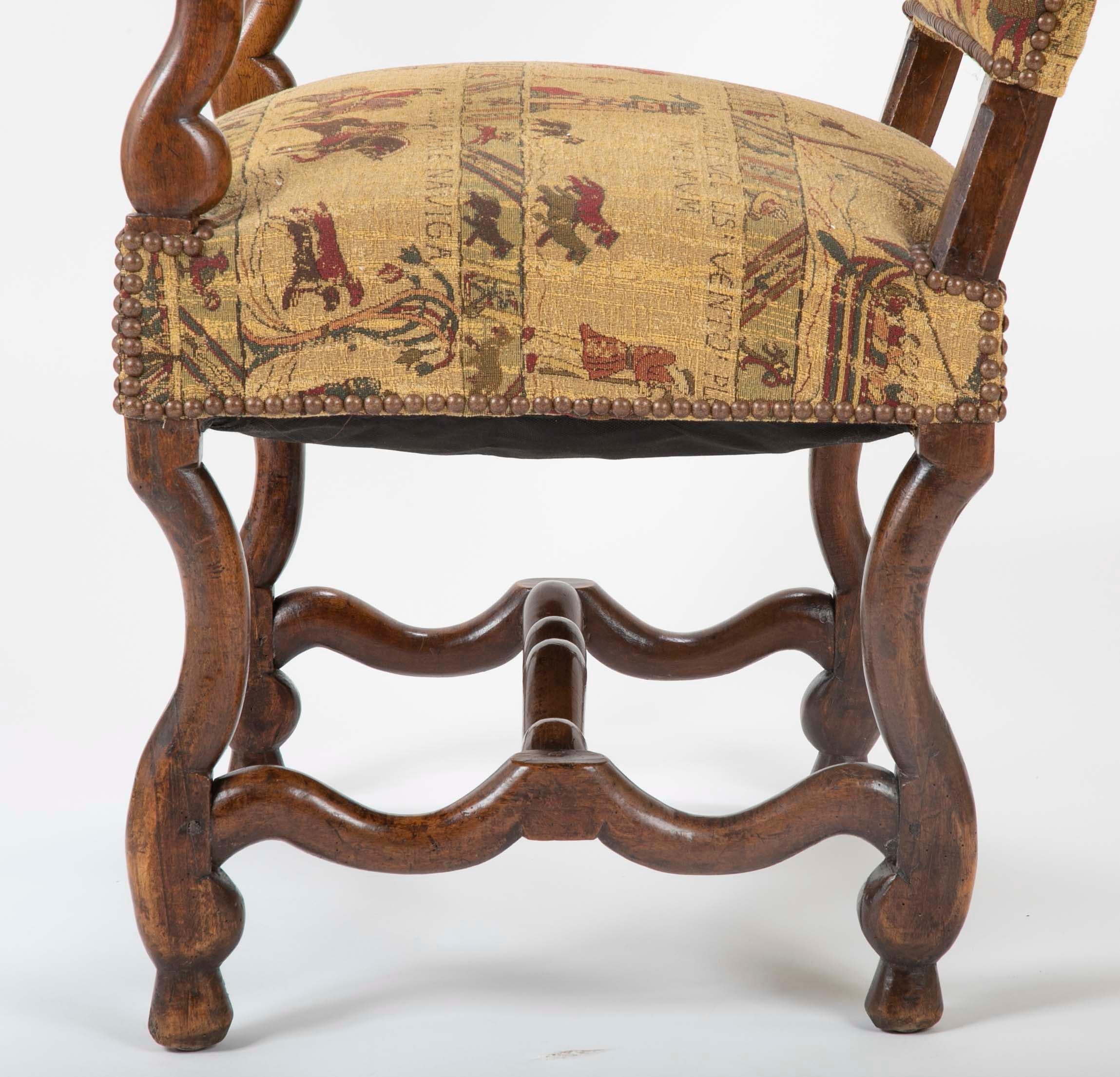 French Louis XIII Style Walnut Armchair For Sale 7