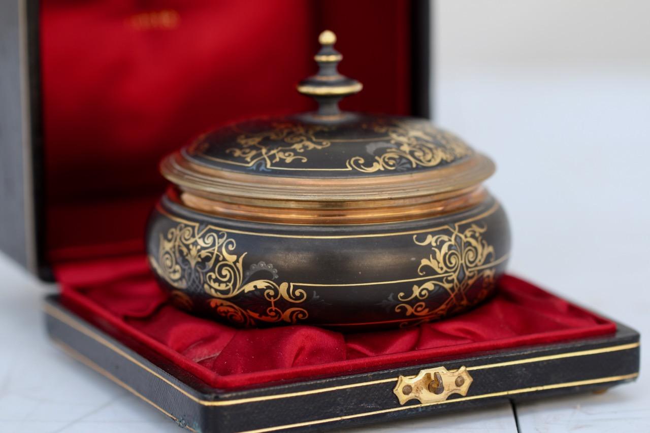 Inlay Ferdinand Barbedienne Damascene Gold and Silver Inlaid Bronze Box