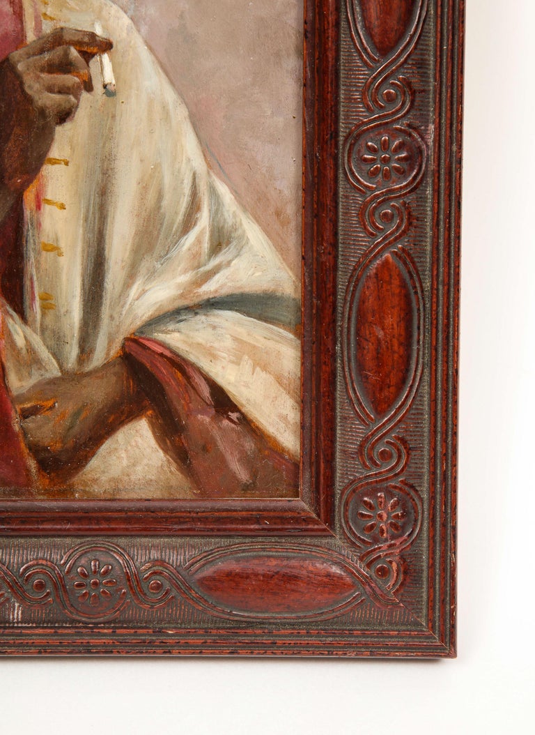 A Ferres, Portrait of a Moorish Man Smoking, Orientalist Painting, 19th century For Sale 2