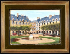 Place des Vosges, Paris - Mid 20th Century French Naif Landscape Oil Painting