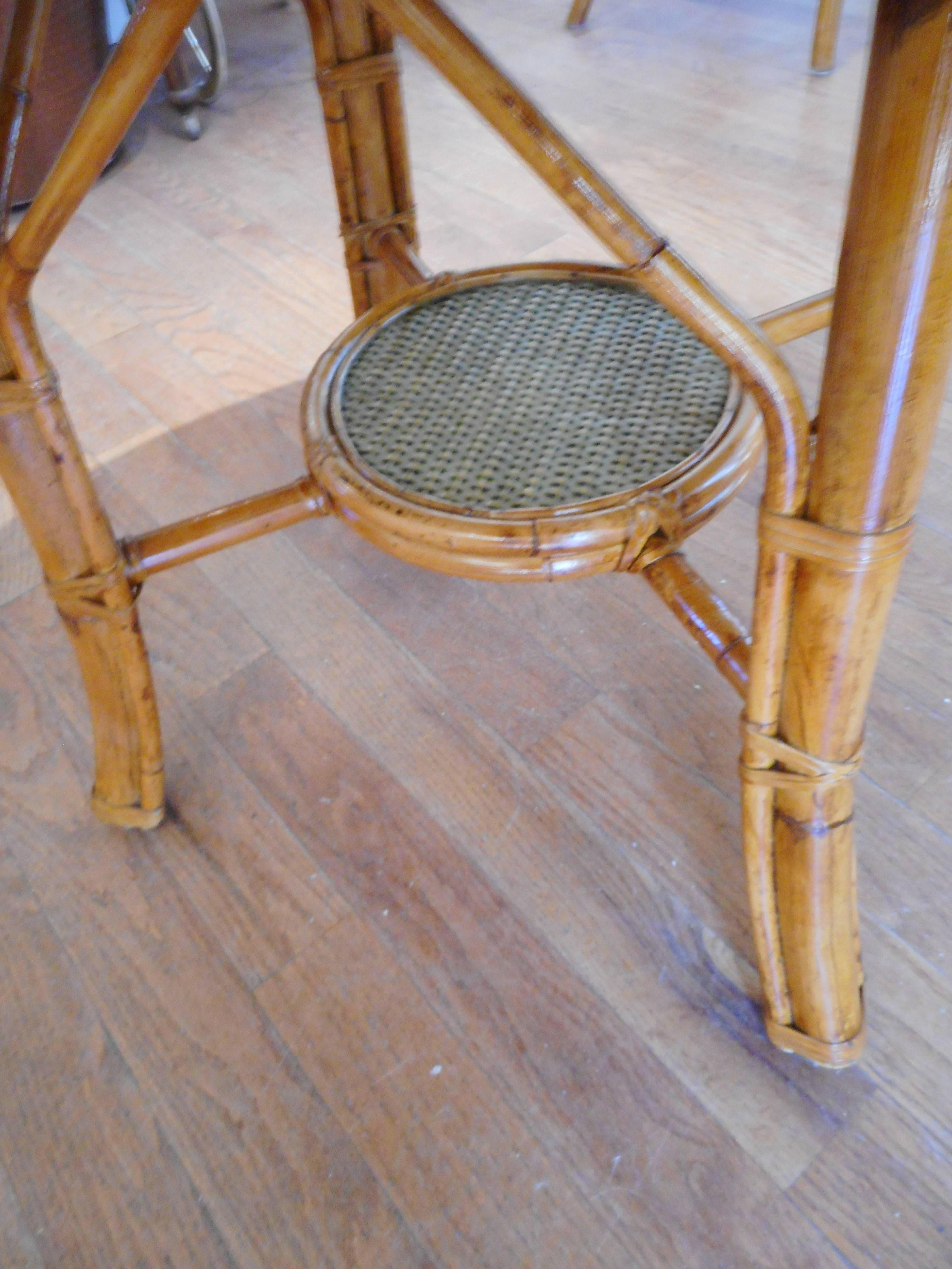 American Ficks and Reed Midcentury Bamboo Table and Four Chairs