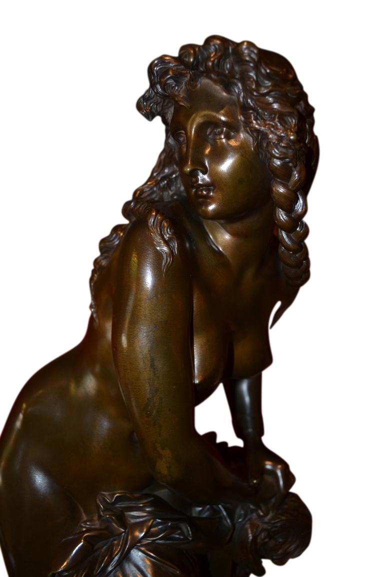 Napoleon III Figural Bronze Statue Depicting L' Amazon Captive by A. Carrier Belleuse For Sale