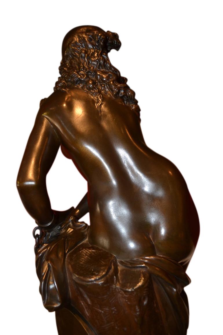 Cast Figural Bronze Statue Depicting L' Amazon Captive by A. Carrier Belleuse For Sale