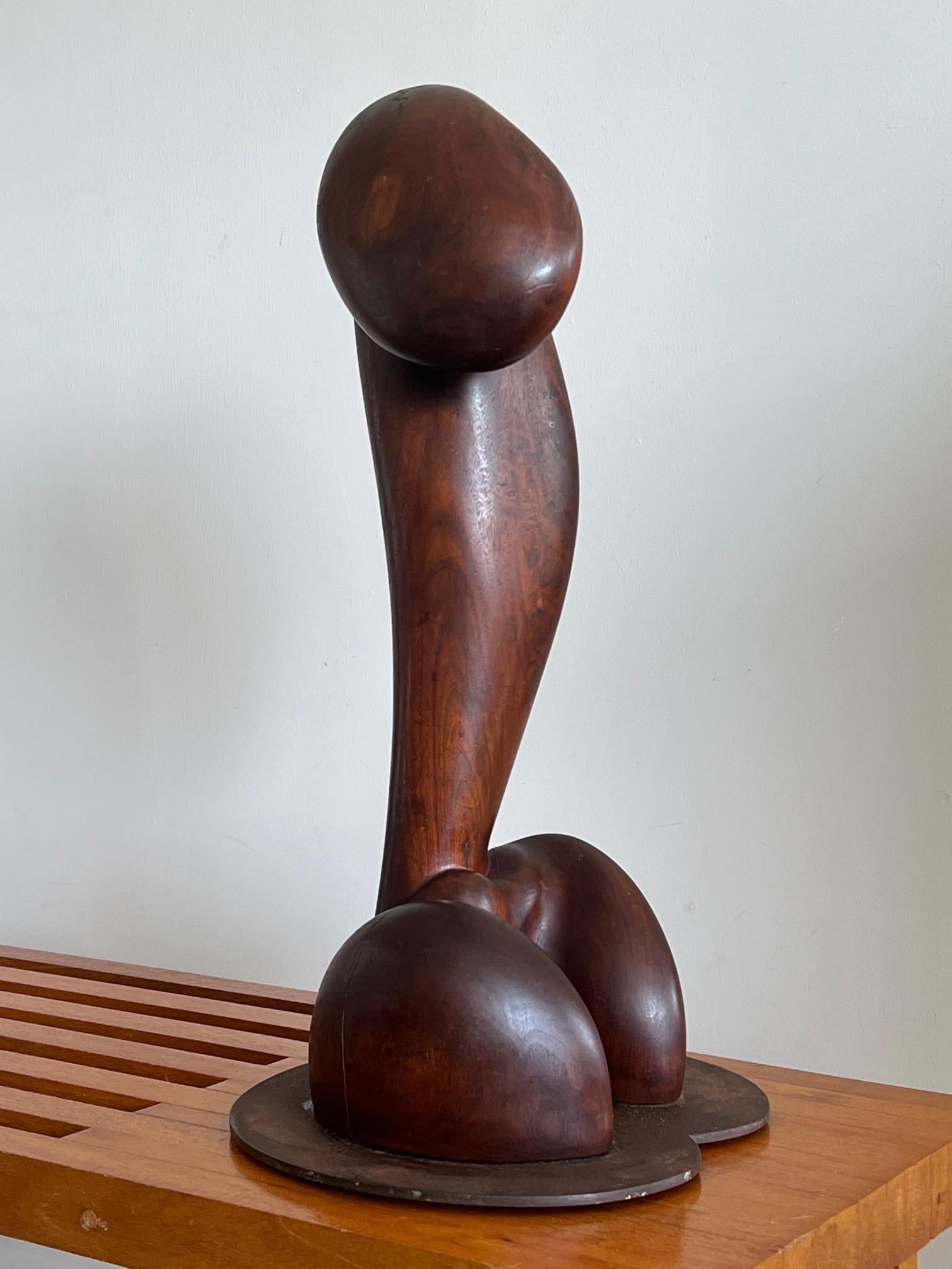 North American Figurative Walnut Sculpture For Sale