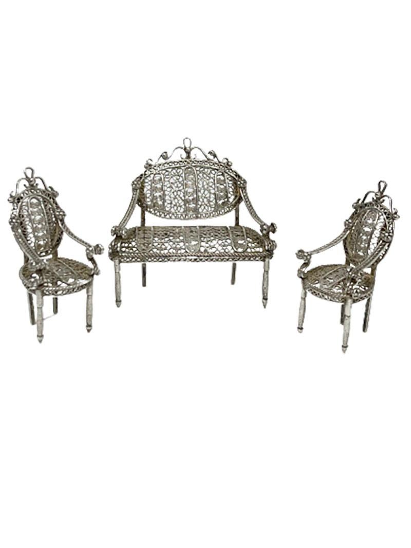 European Filigree Miniature Furniture for a Doll's House For Sale