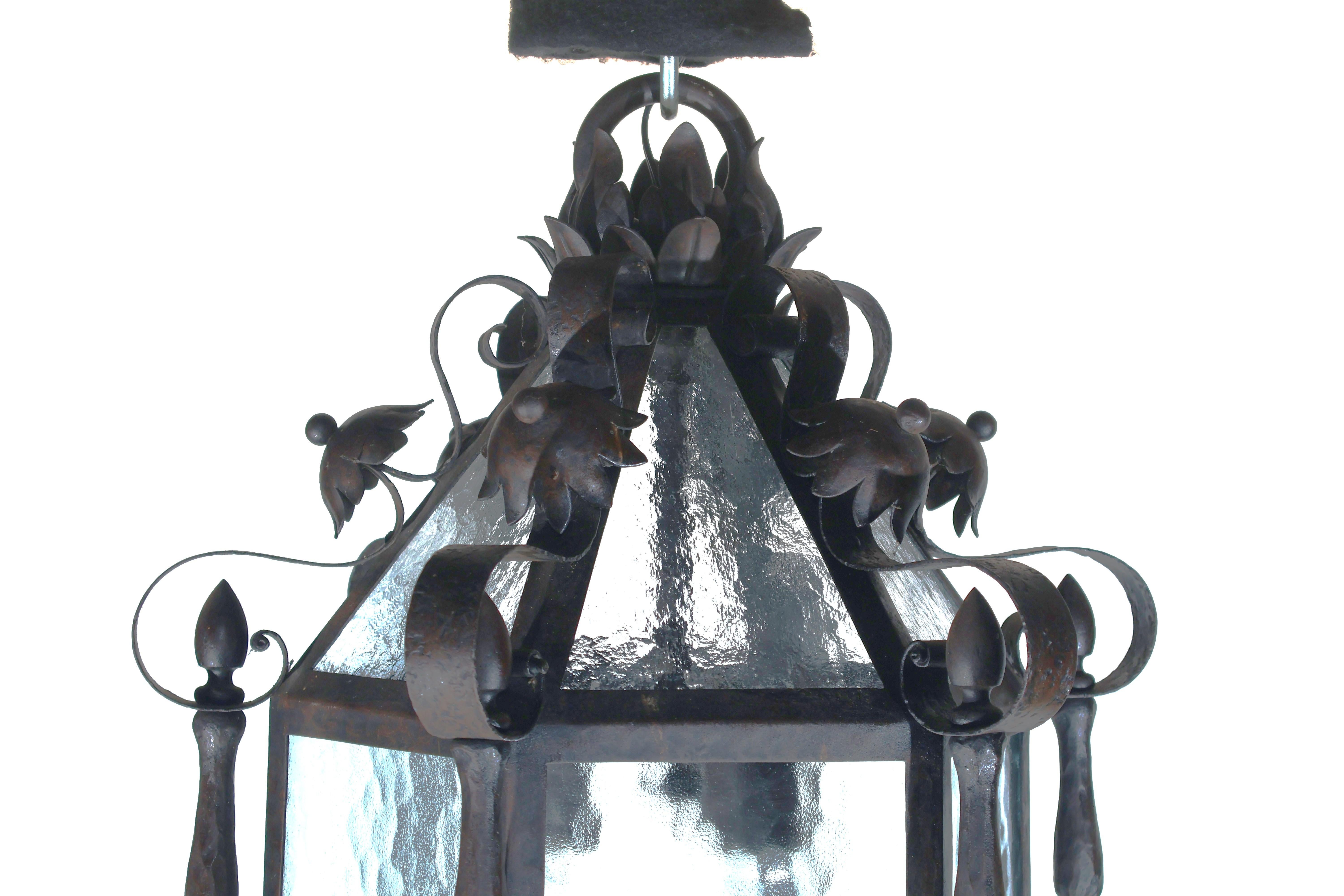 Neoclassical A Find Hand Hammered Iron Lantern For Sale