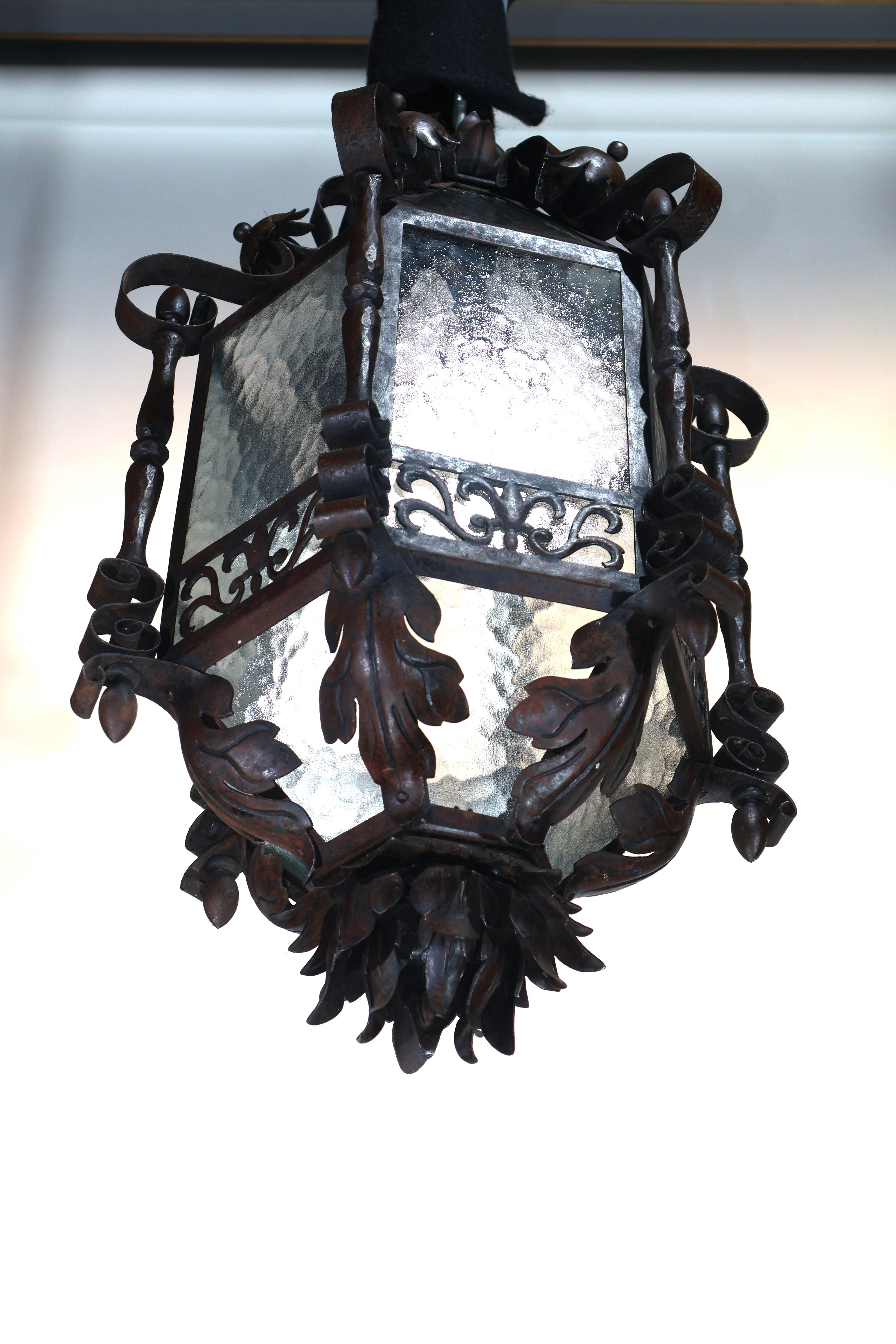 Late 19th Century A Find Hand Hammered Iron Lantern For Sale