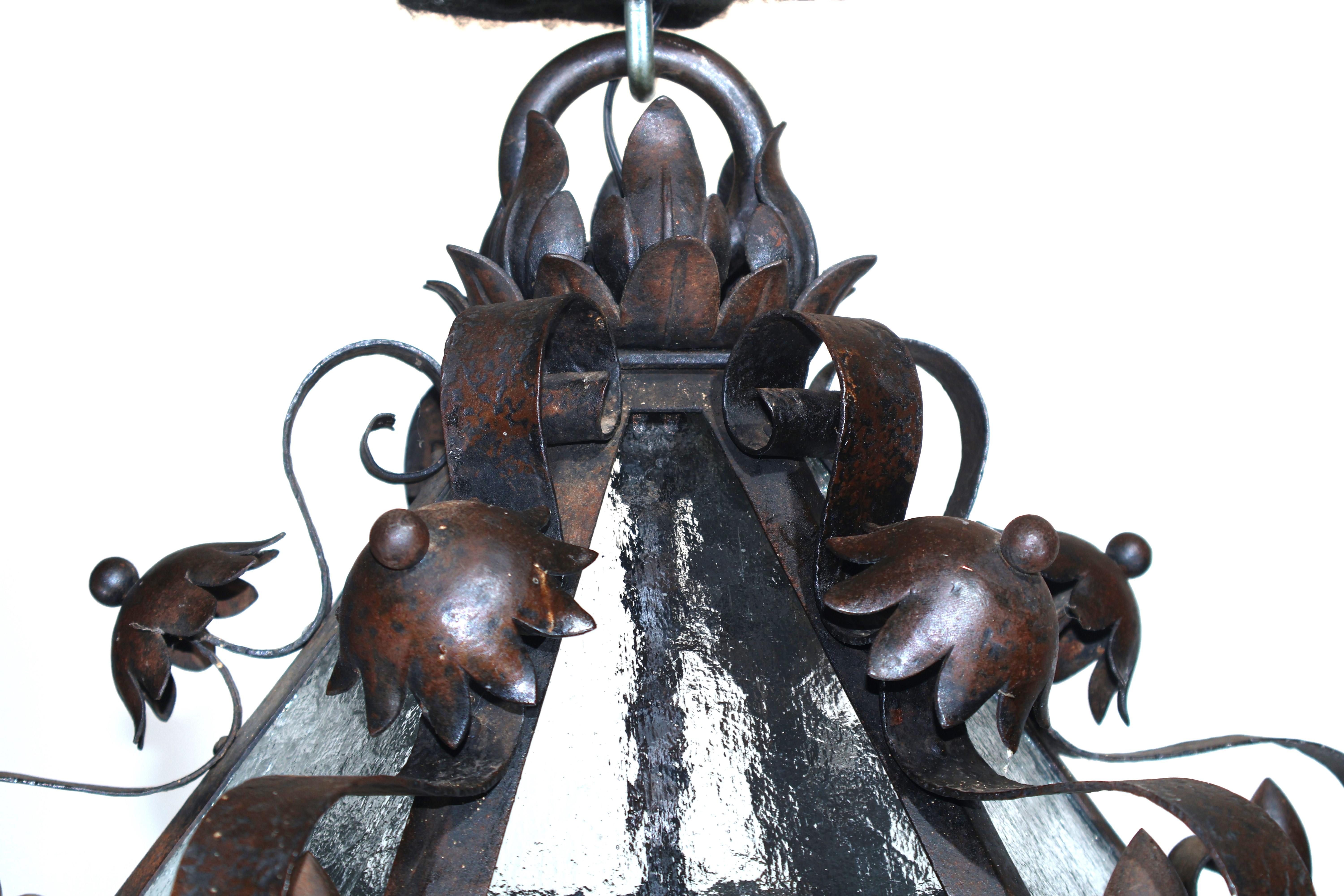 Glass A Find Hand Hammered Iron Lantern For Sale