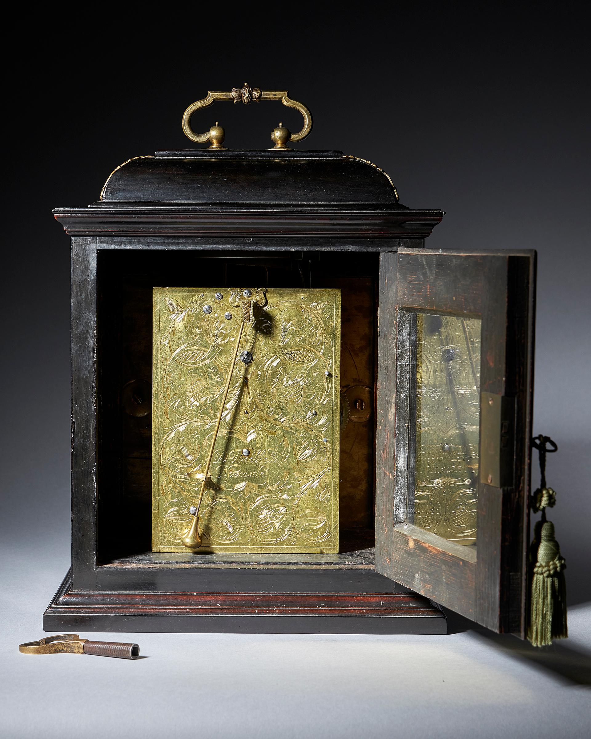 English Fine 17th Century Charles II Spring Driven Table Clock by Deodatus Threlkeld