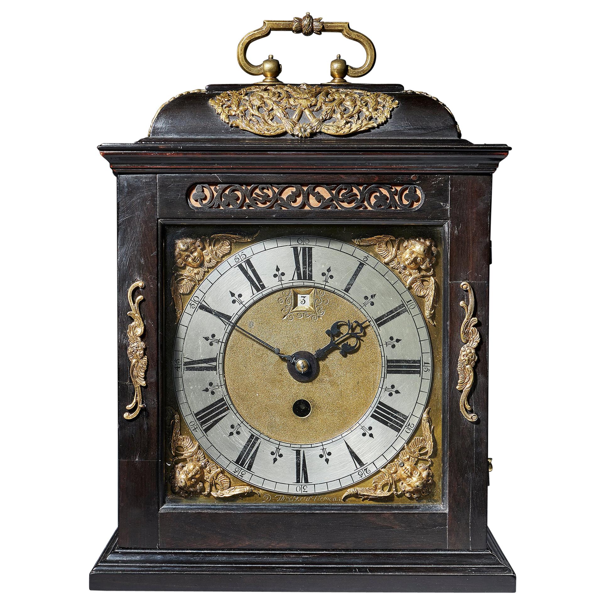 Fine 17th Century Charles II Spring Driven Table Clock by Deodatus Threlkeld