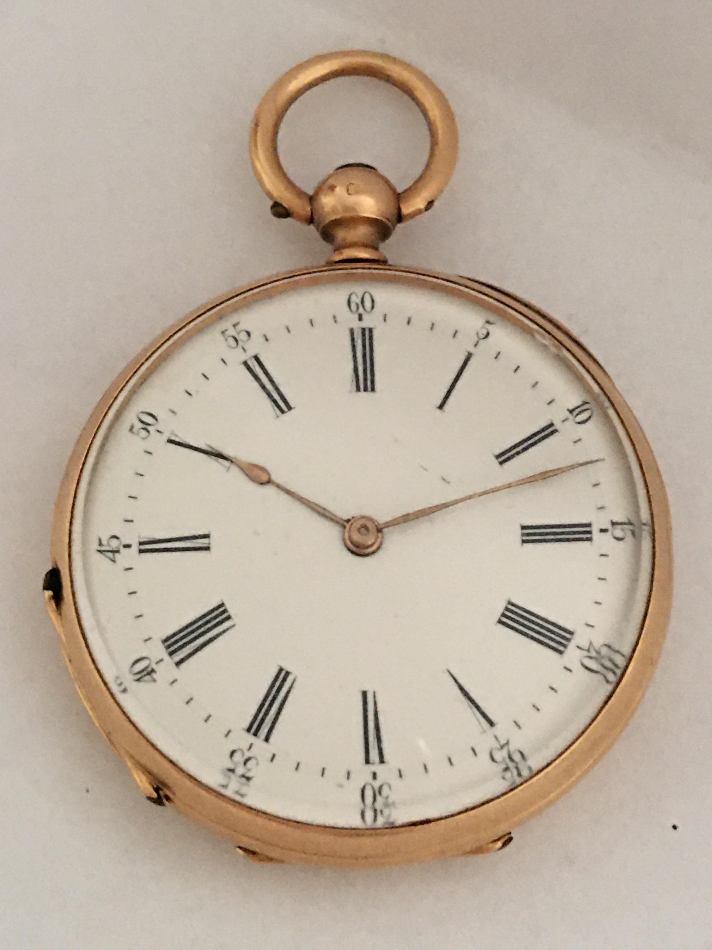 Fine 18 Karat Gold Victorian Period Small Pocket Watch 8