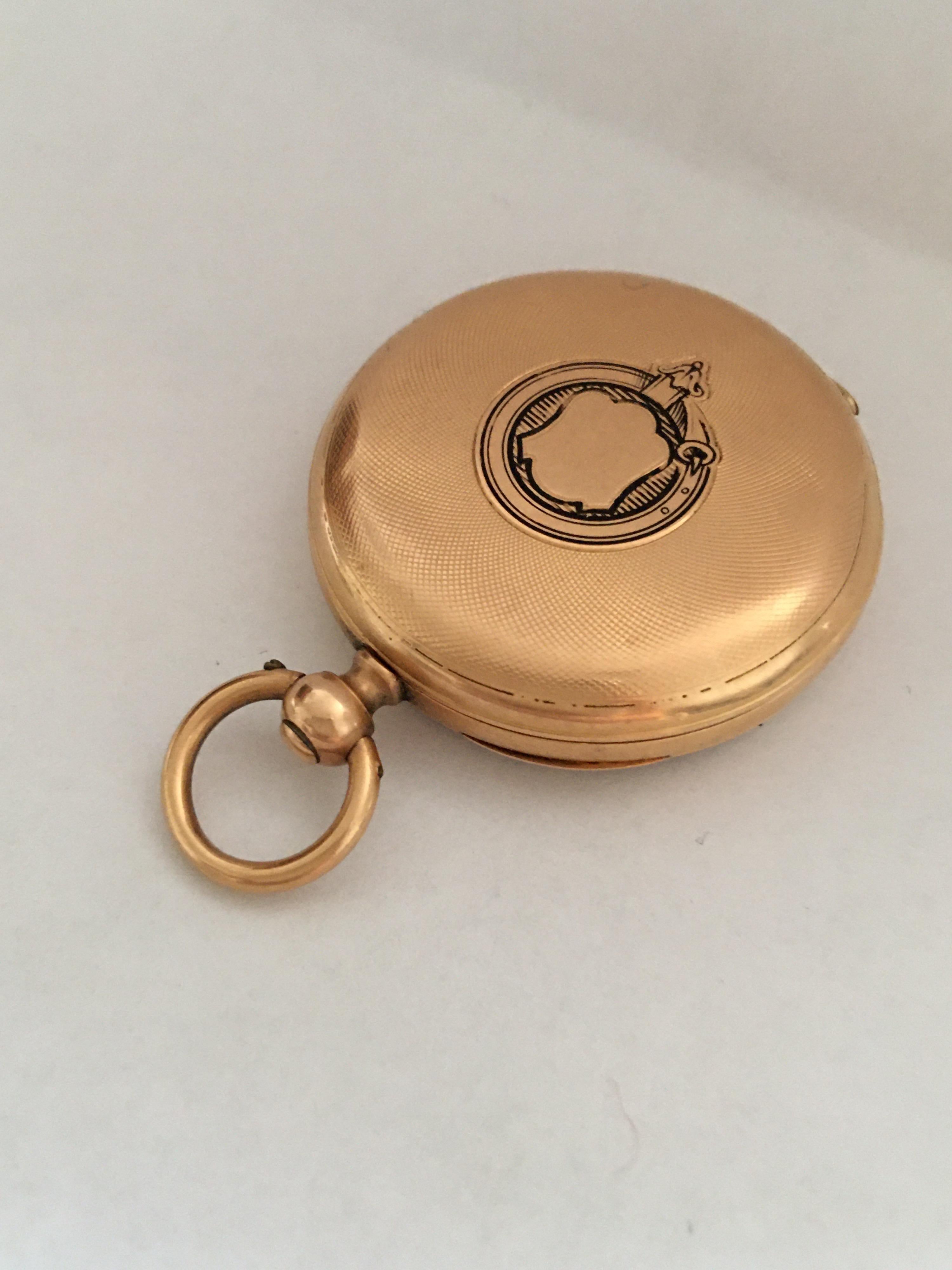 Fine 18 Karat Gold Victorian Period Small Pocket Watch 9