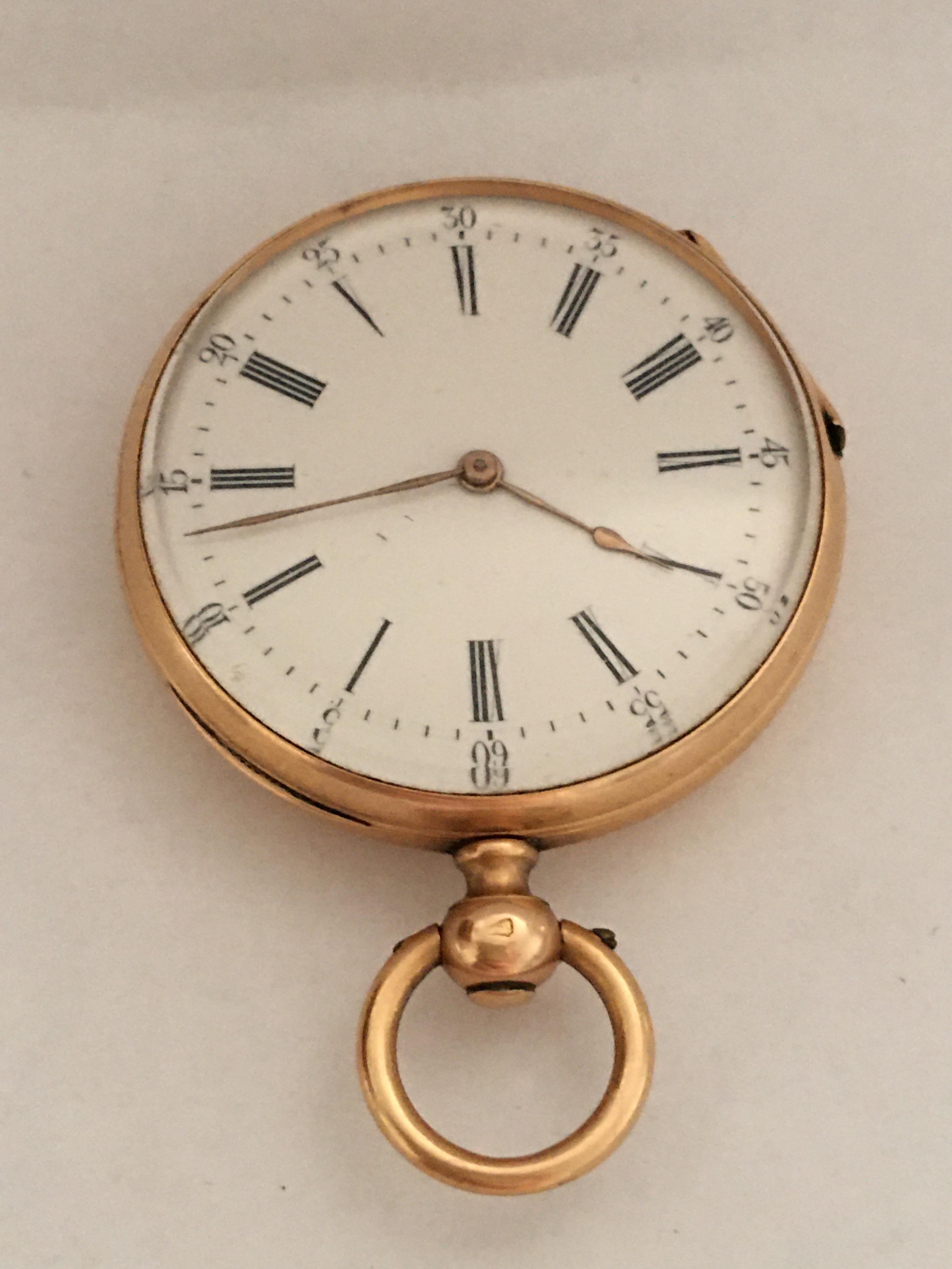Fine 18 Karat Gold Victorian Period Small Pocket Watch In Good Condition In Carlisle, GB