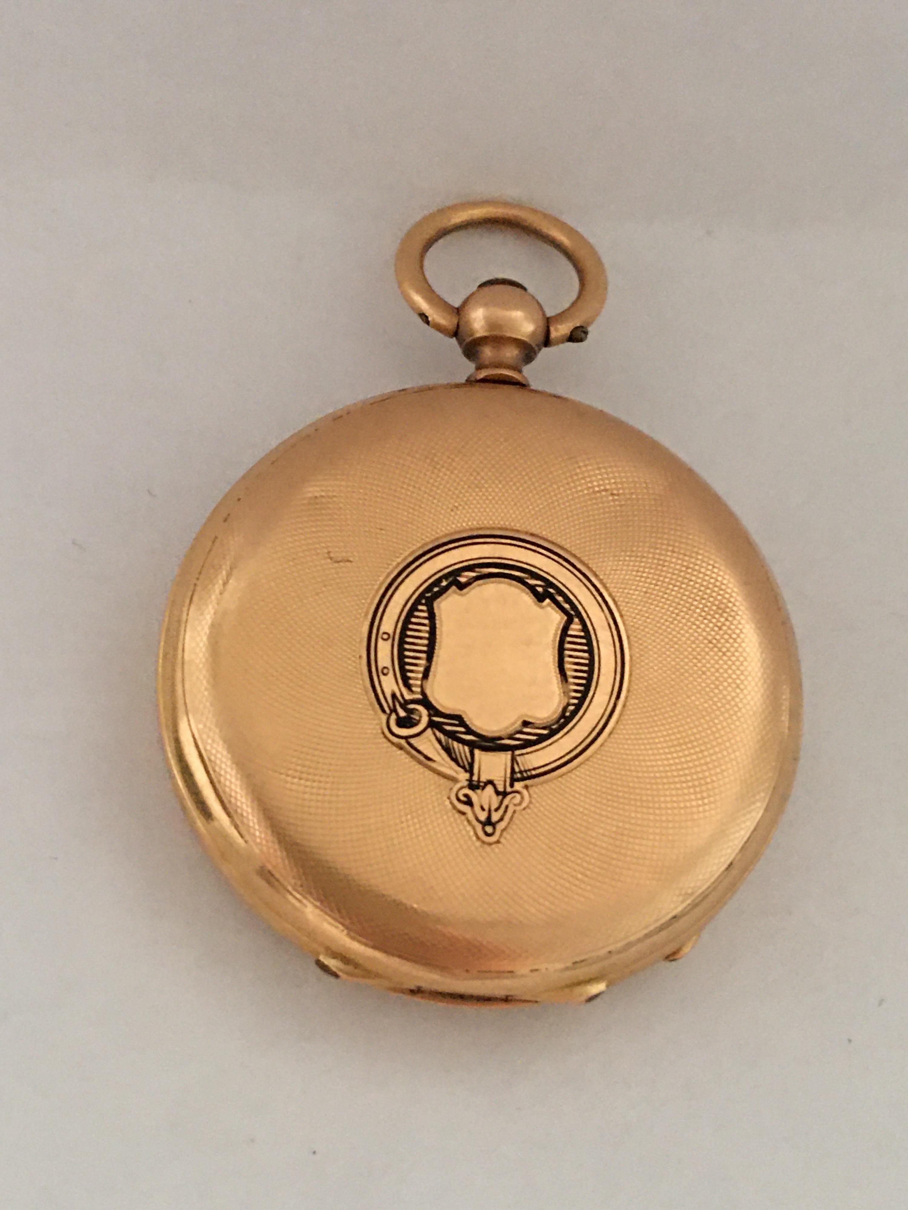 Women's or Men's Fine 18 Karat Gold Victorian Period Small Pocket Watch