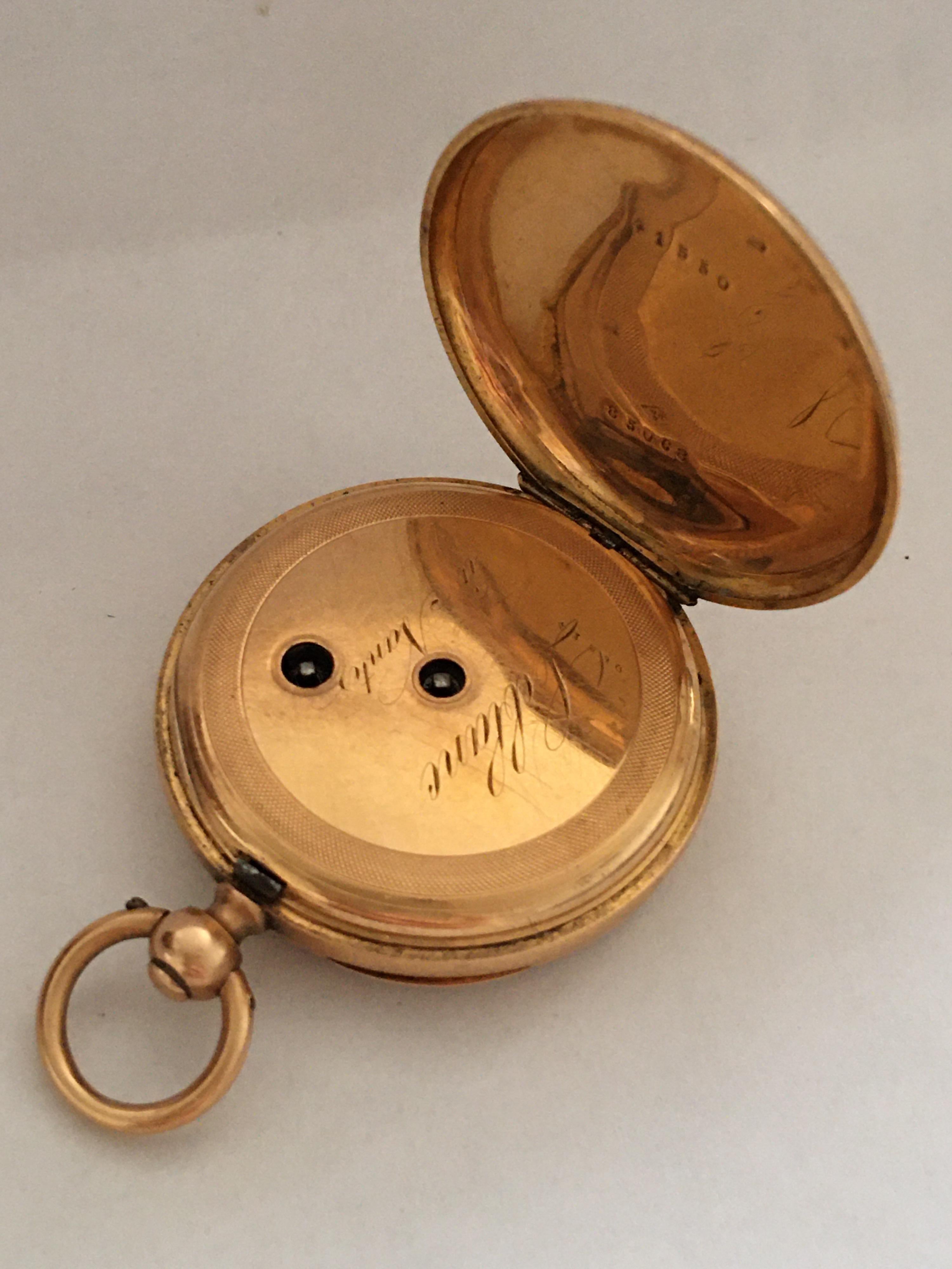 Fine 18 Karat Gold Victorian Period Small Pocket Watch 2