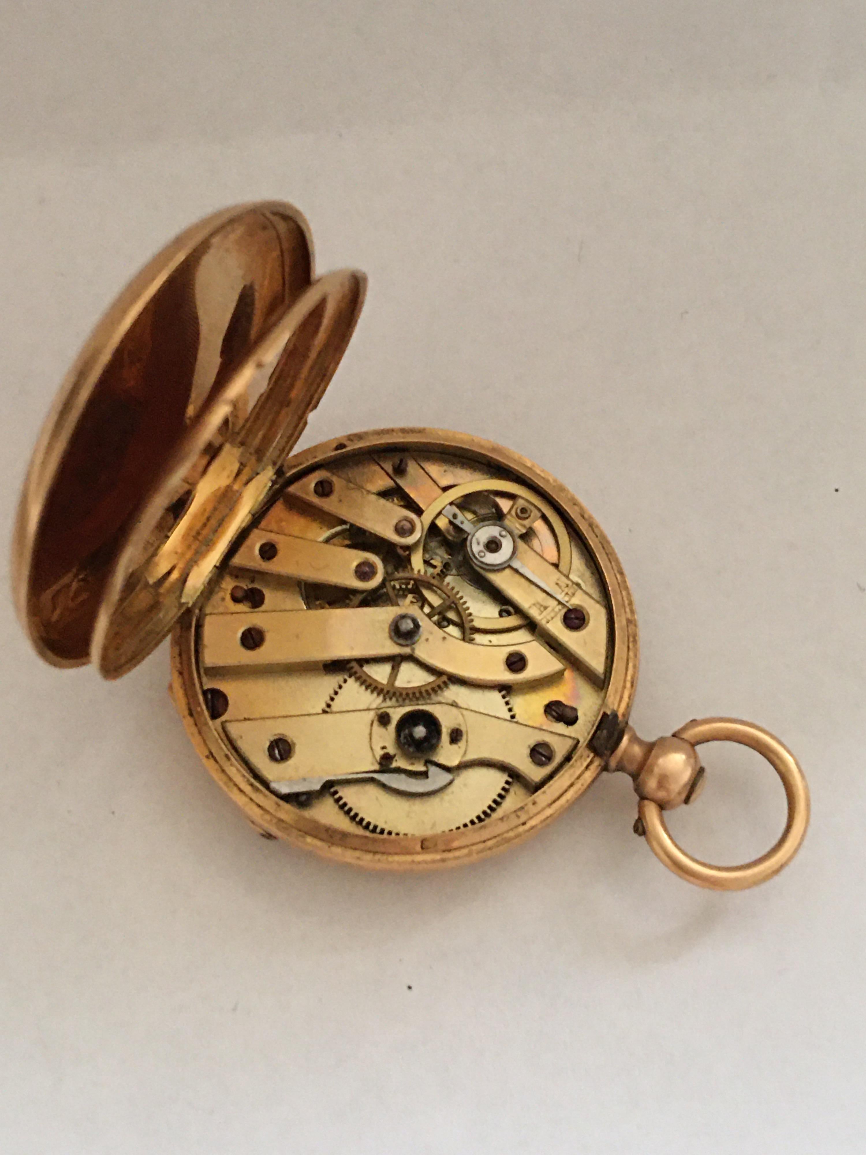 Fine 18 Karat Gold Victorian Period Small Pocket Watch 5