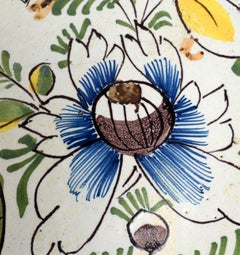 Fino Cargador Holandés Delft Pintado Policromo del Siglo XVIII