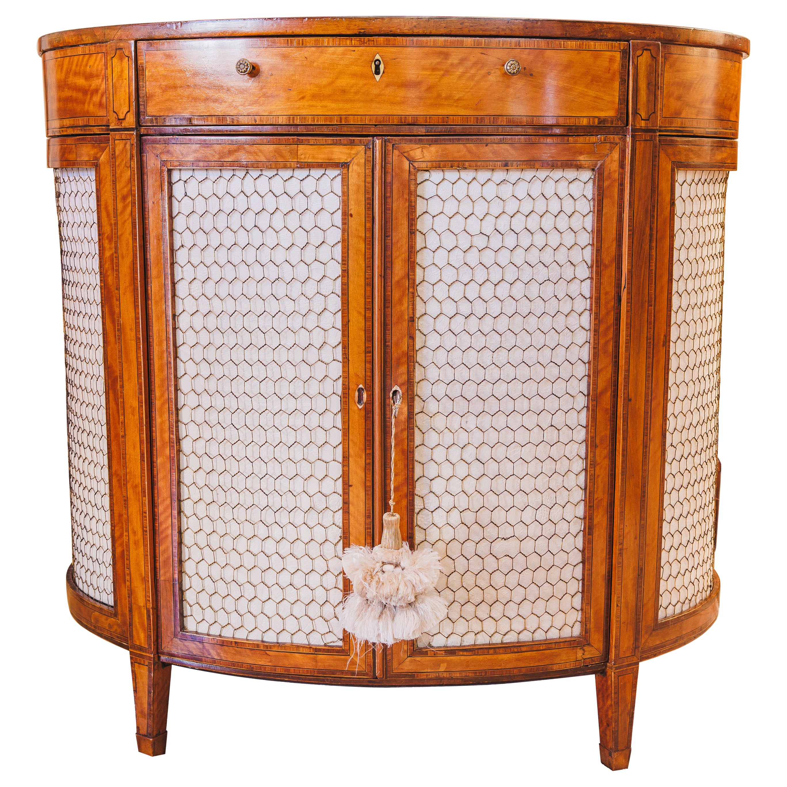 A fine 18th century George 111  satinwood and inlayed oval cabinet side table For Sale