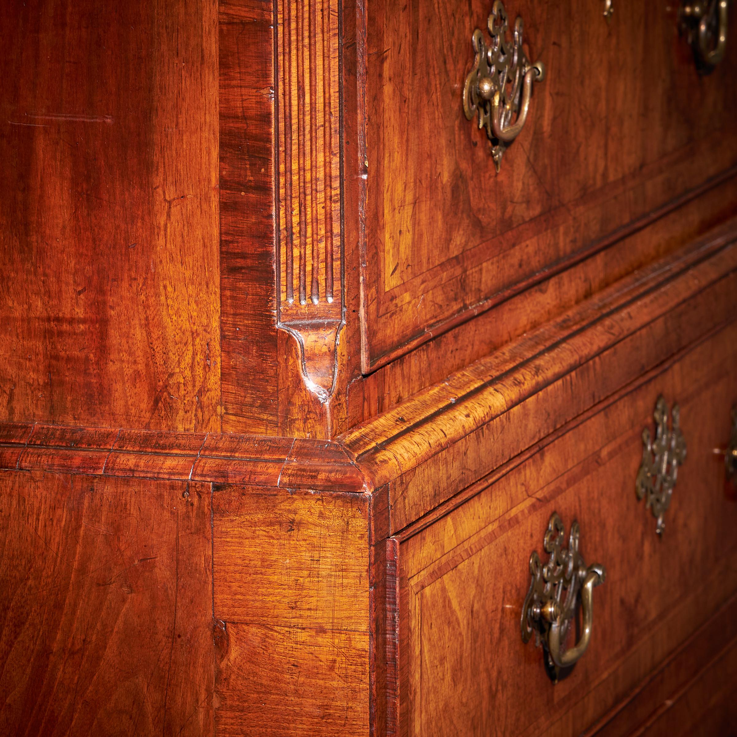 A Fine 18th Century George II Figured Walnut Chest on Chest or Tallboy, 1740 For Sale 9