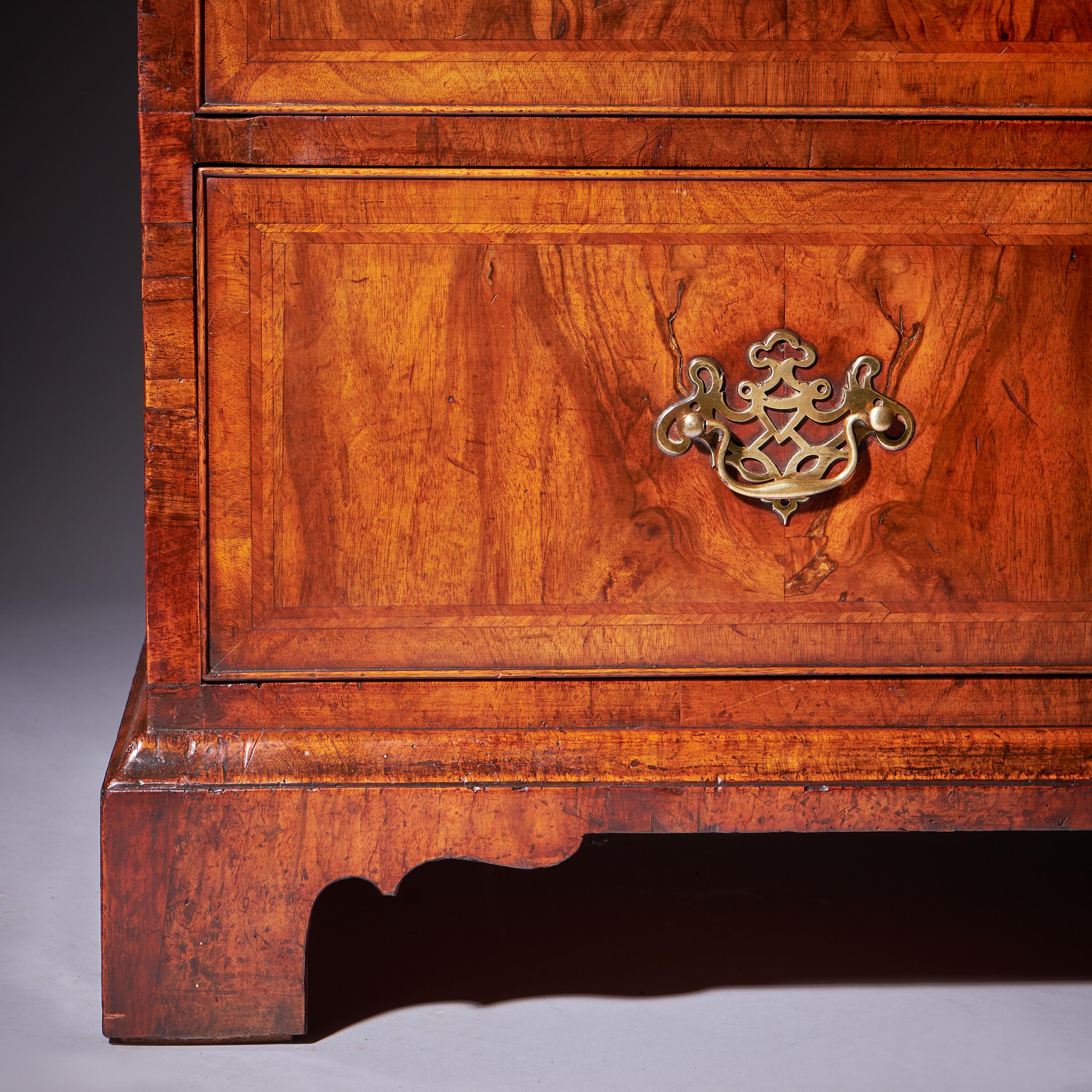 18th Century and Earlier A Fine 18th Century George II Figured Walnut Chest on Chest or Tallboy, 1740 For Sale