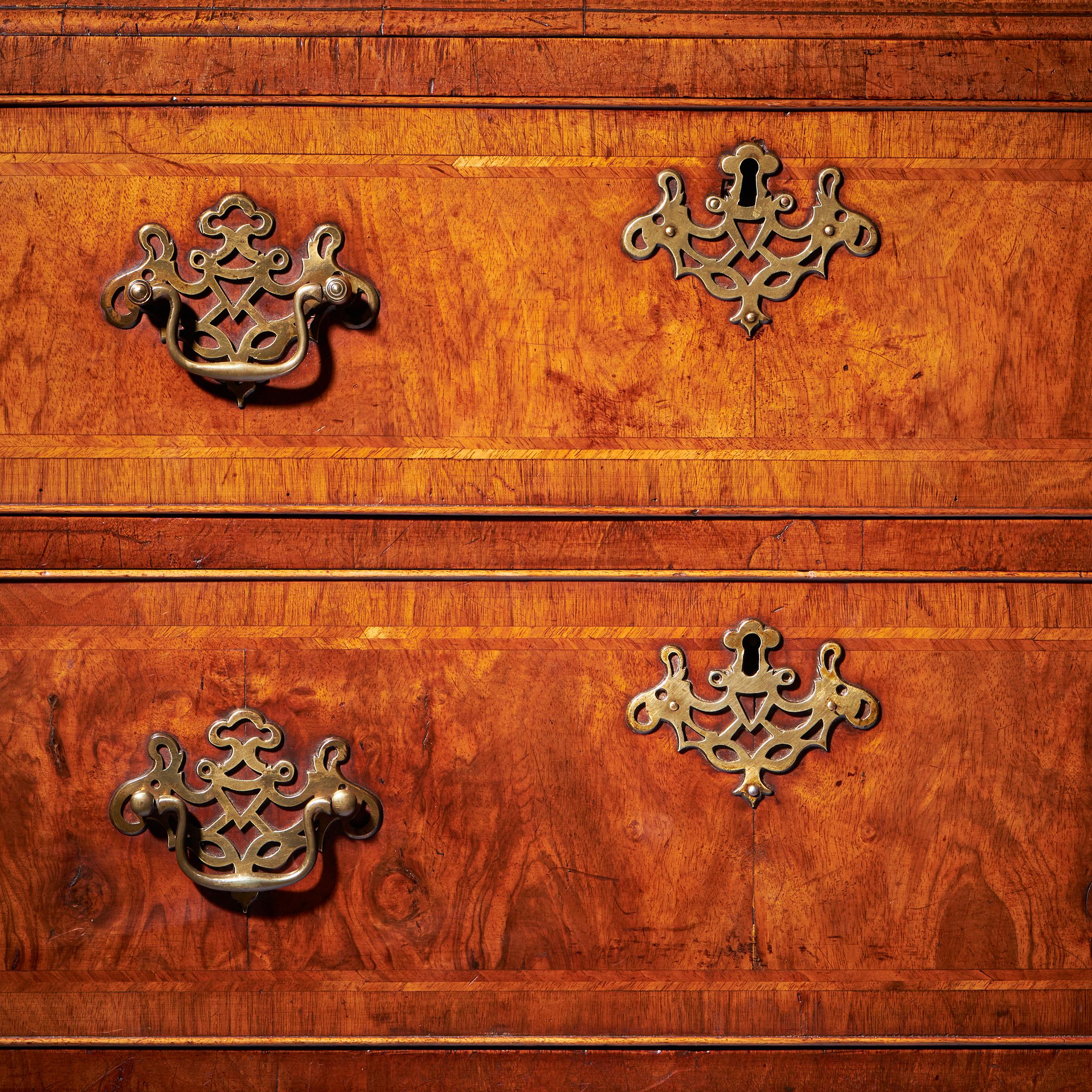 Oak A Fine 18th Century George II Figured Walnut Chest on Chest or Tallboy, 1740 For Sale