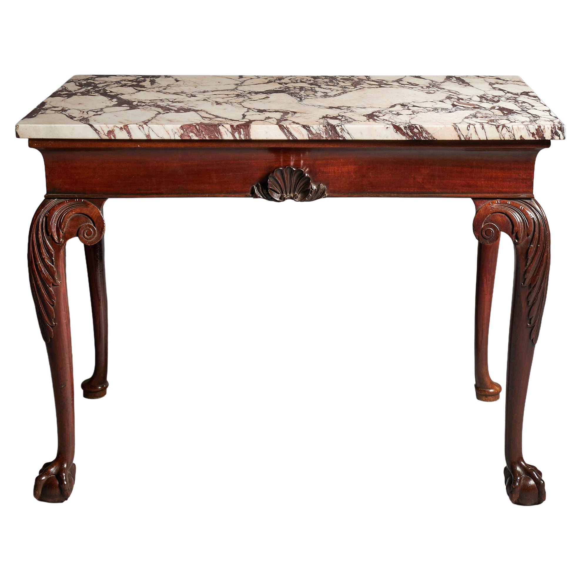 A Fine 18th Century George II Mahogany Marble Topped Console Table, England