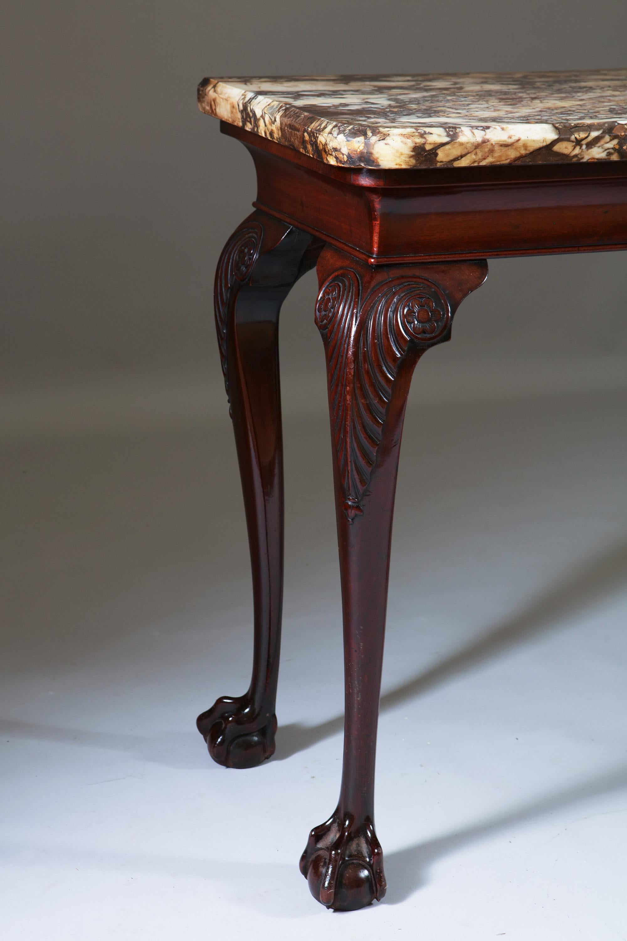 Carved A Fine 18th Century George II Mahogany Marble Topped Console Table, Ireland