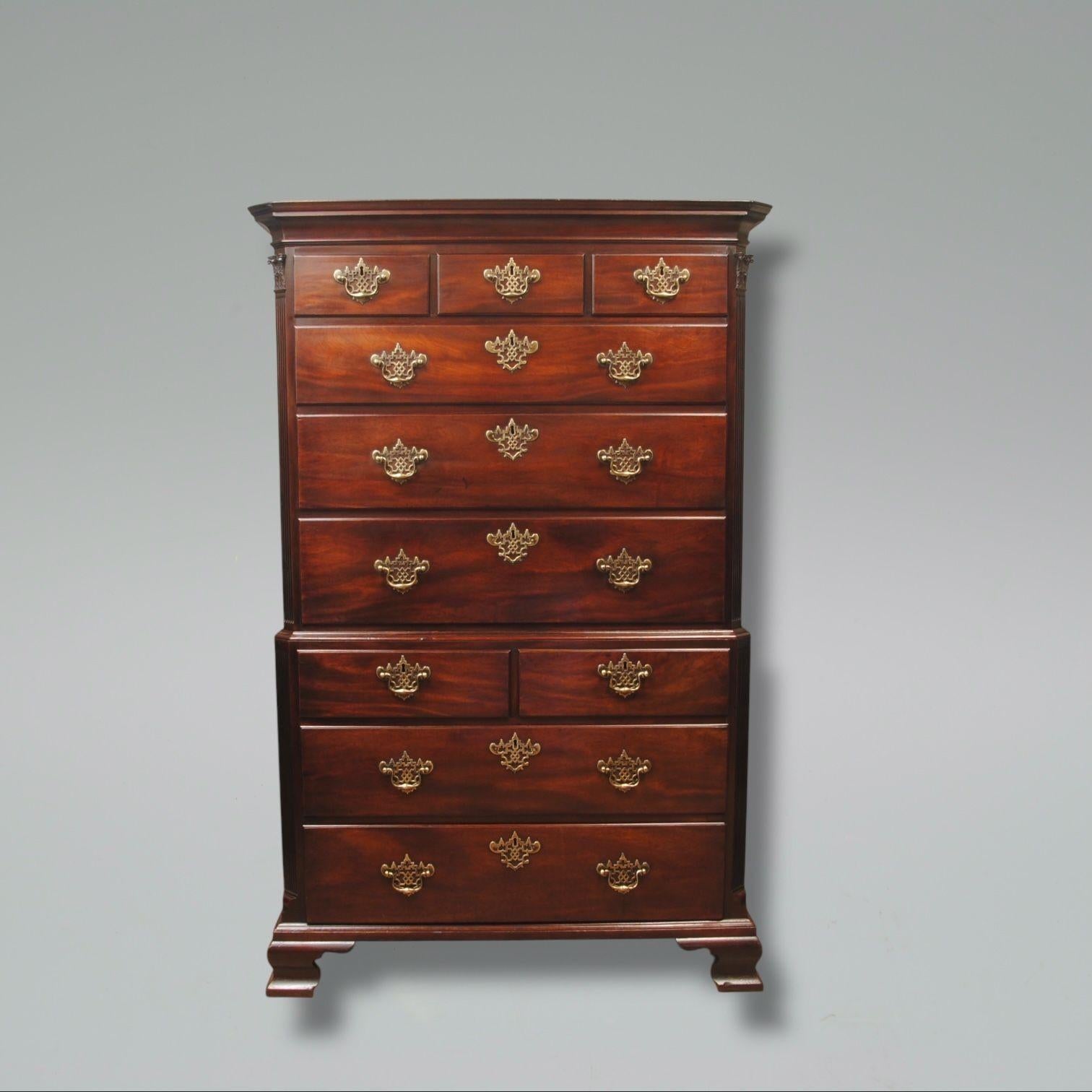 Georgian A Fine 18th Century Mahogany Chest On Chest For Sale