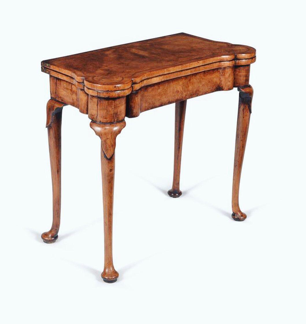 English Fine 18th Century Queen Anne Burr and Highly Figured Walnut Card Table