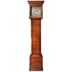 Antique Fine 18th Century Queen Anne Burr Walnut Eight-Day Longcase Clock