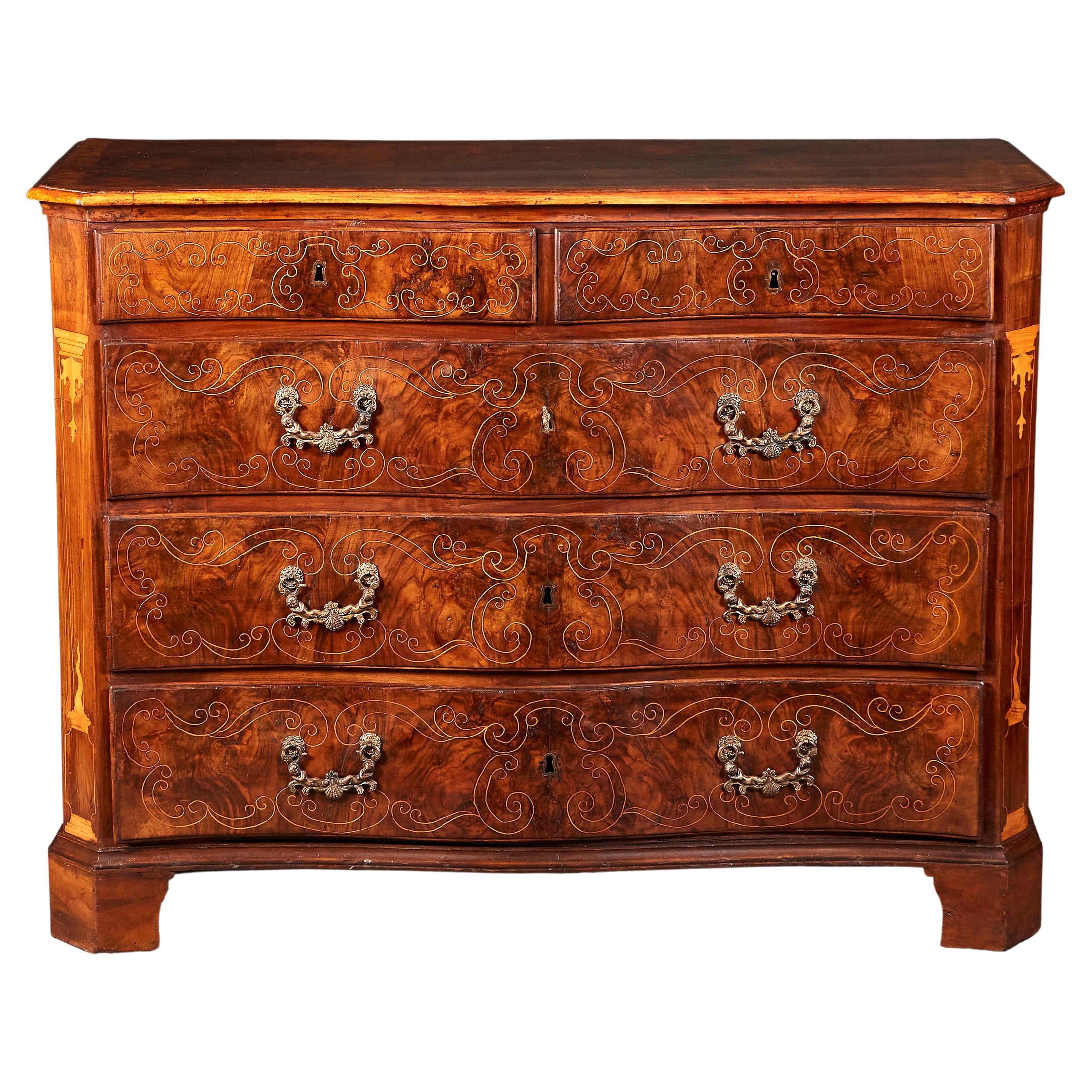 Fine 18th Century Walnut Serpentine Commode