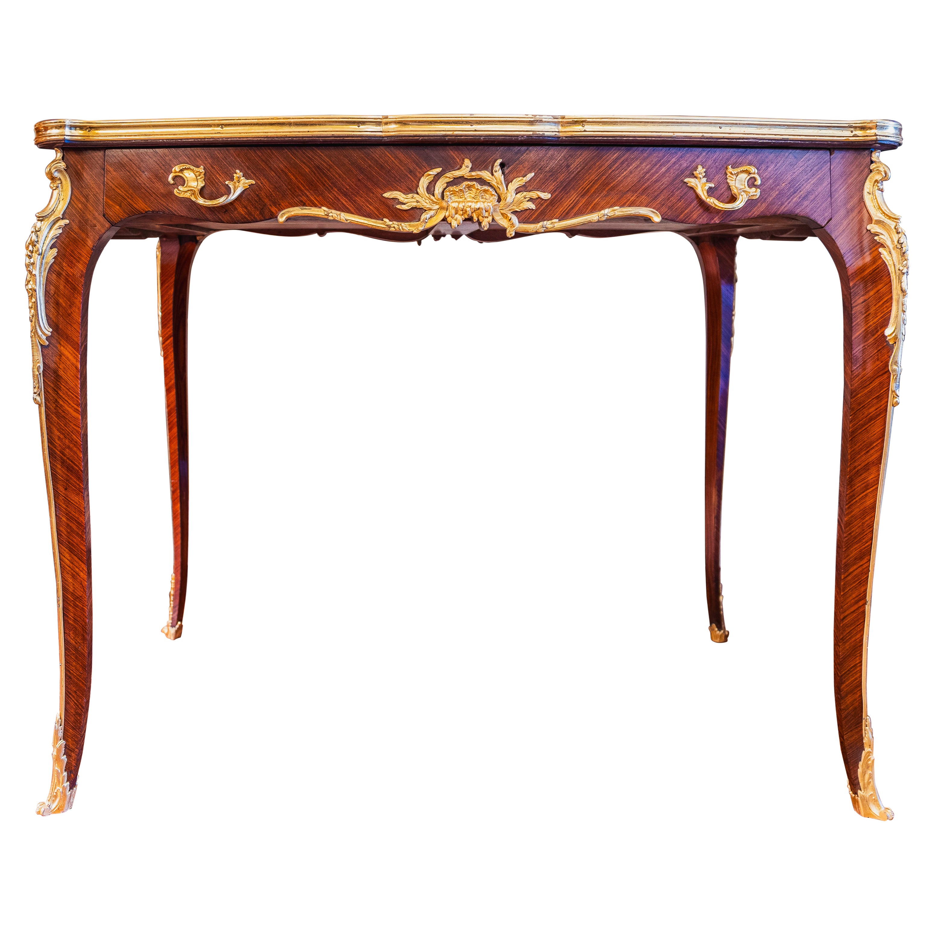 A fine 19h c French writing table signed F.Linke . Parquetry with gilt bronze en vente