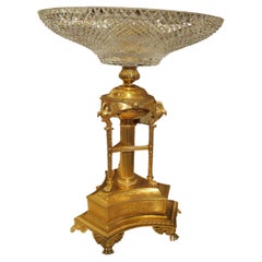 Fine 19th C Empire Style Gilt Bronze and Crystal Presentation Centerpiece