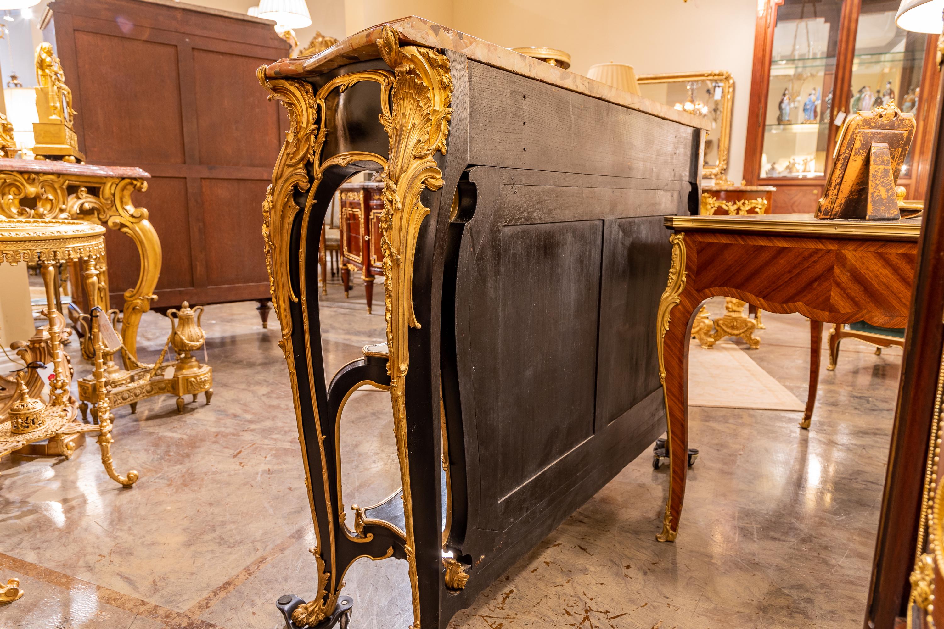 Fine 19th Century French Ebonized and Gilt Bronze Console Signed Zweiner For Sale 1