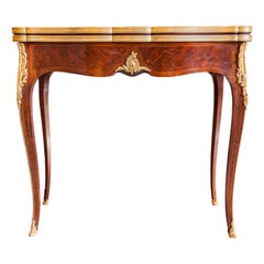 A fine 19th c French game table signed G. Durand. Marquetry and kingwood