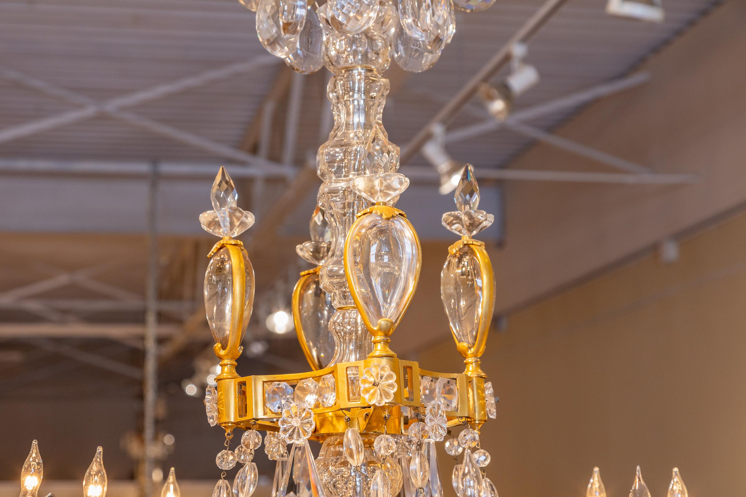 19th Century Fine 19th C French Louis XVI Crystal and Gilt Bronze 8 Light Chandelier For Sale