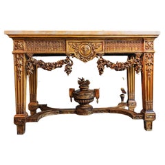 A fine 19th c French Louis XVI giltwood and marble Siena  marble top console