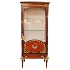 Antique A fine 19th c French Louis XVI kingwood and parquetry vitrine attrib to Linke