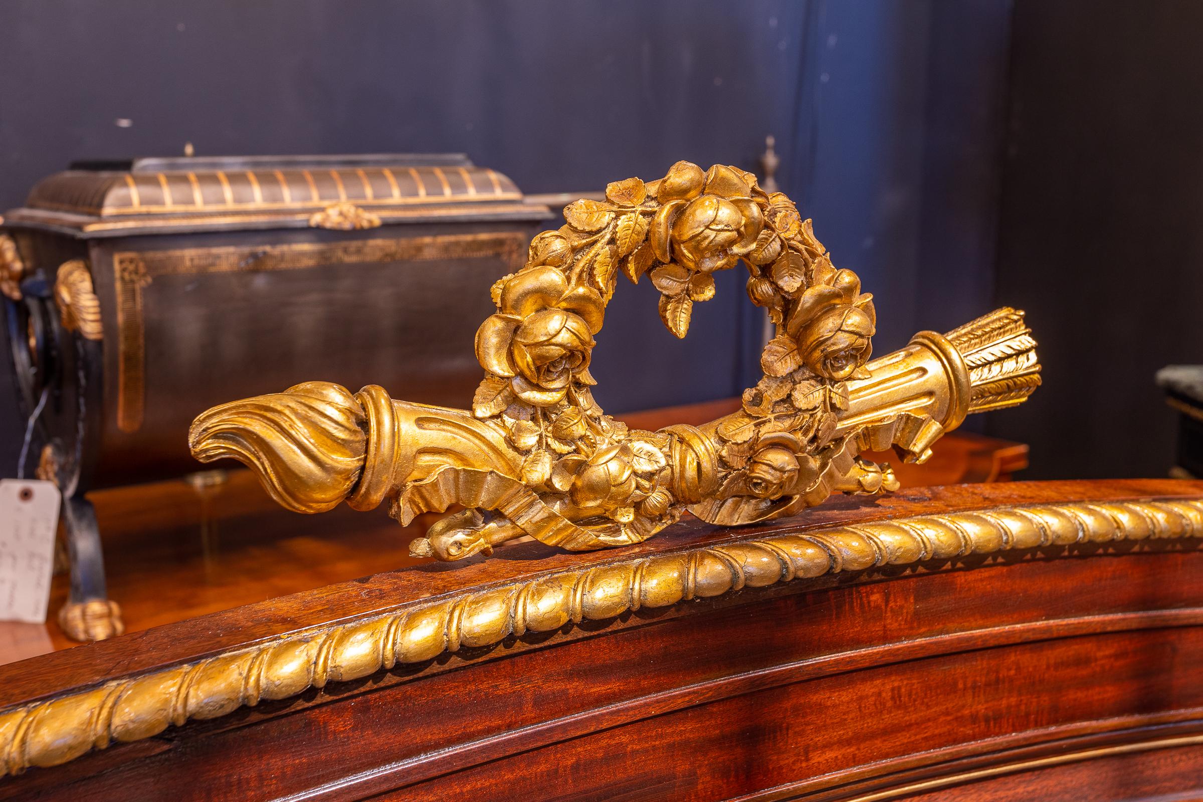 Kingwood A fine 19th c French Louis XVI kingwood and rosewood parcel gilt carved King bed