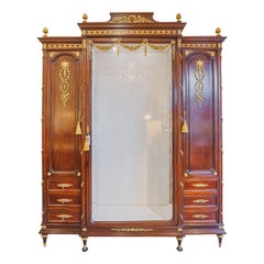 Mueble mirador francés Luis XVI de caoba y bronce dorado del s. XIX